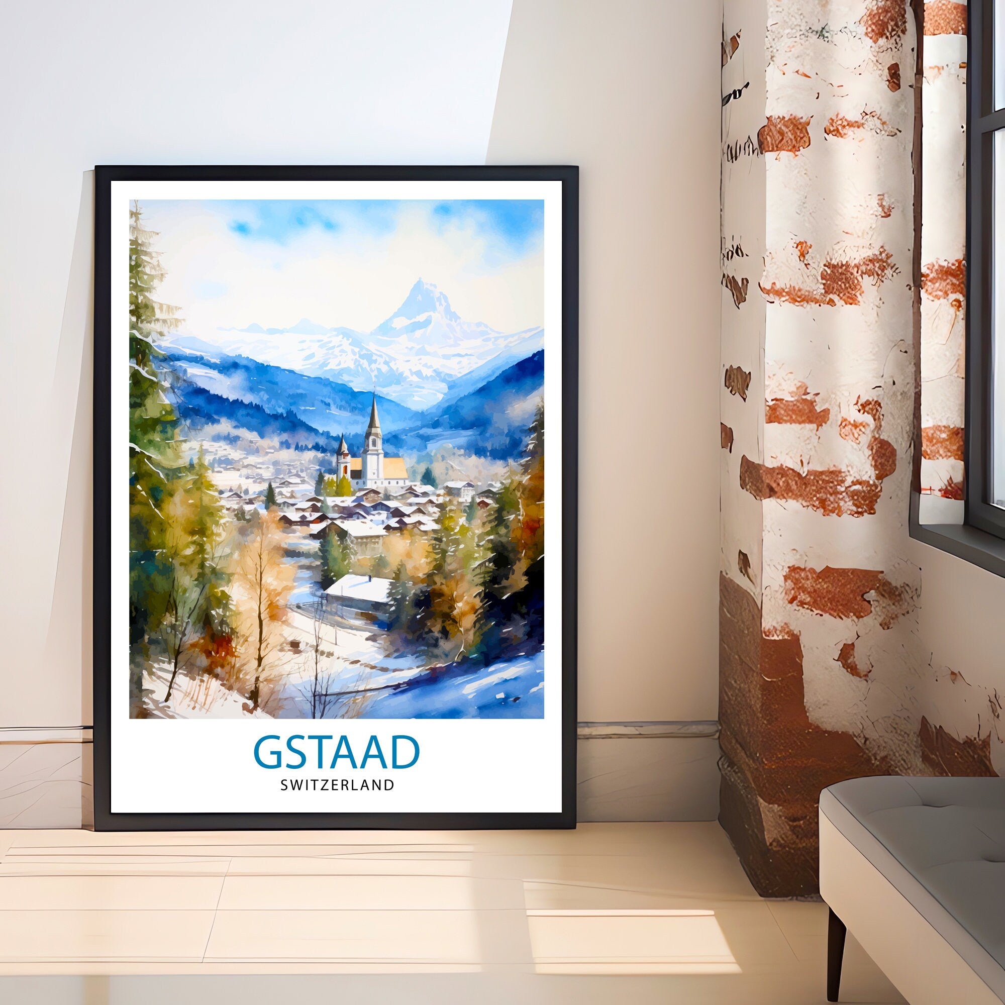 Gstaad Switzerland Travel Print Wall Decor Wall Art Gstaad Wall Hanging Home Décor Gstaad Gift Art Lovers Switzerland Art Lover