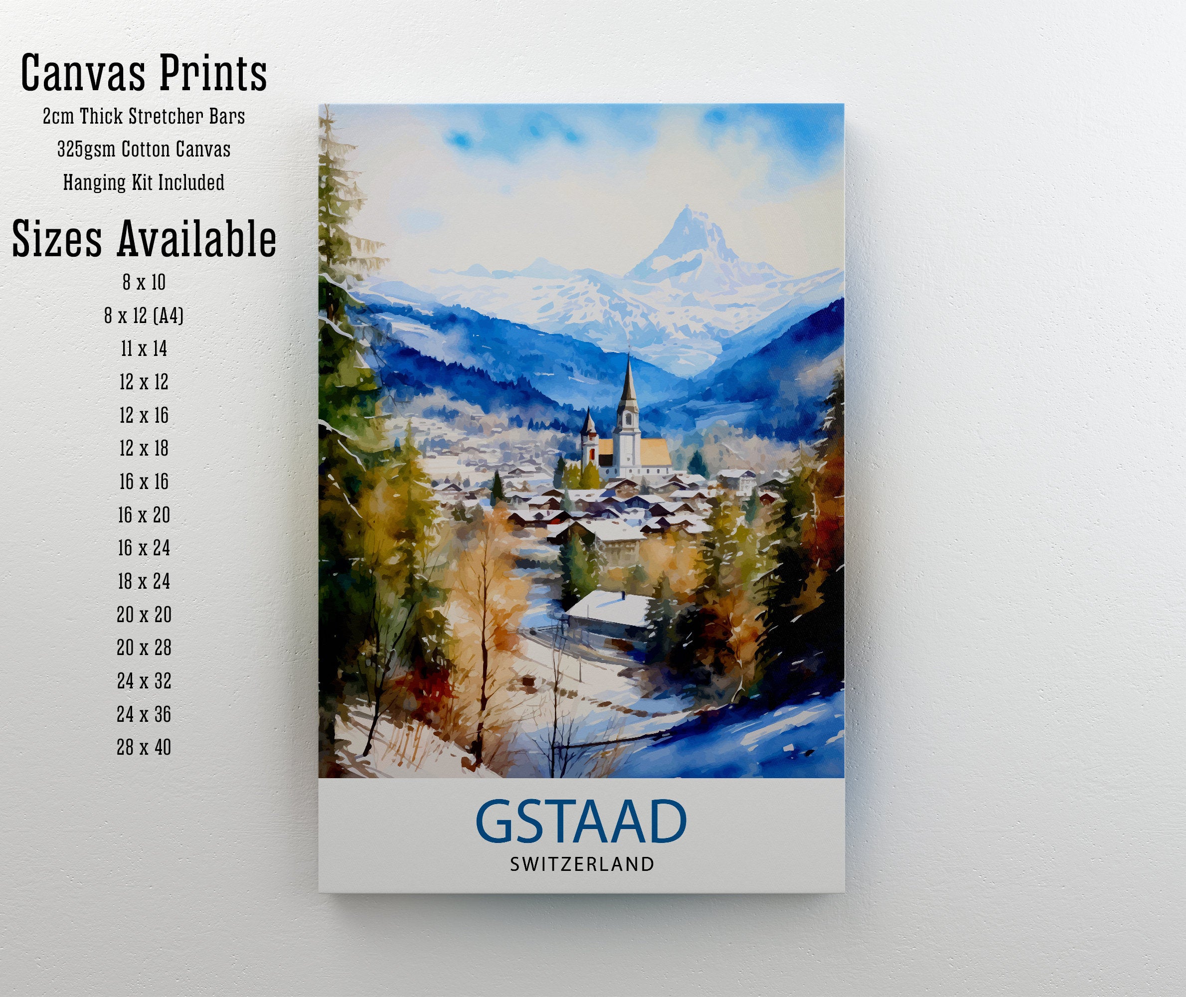 Gstaad Switzerland Travel Print Wall Decor Wall Art Gstaad Wall Hanging Home Décor Gstaad Gift Art Lovers Switzerland Art Lover