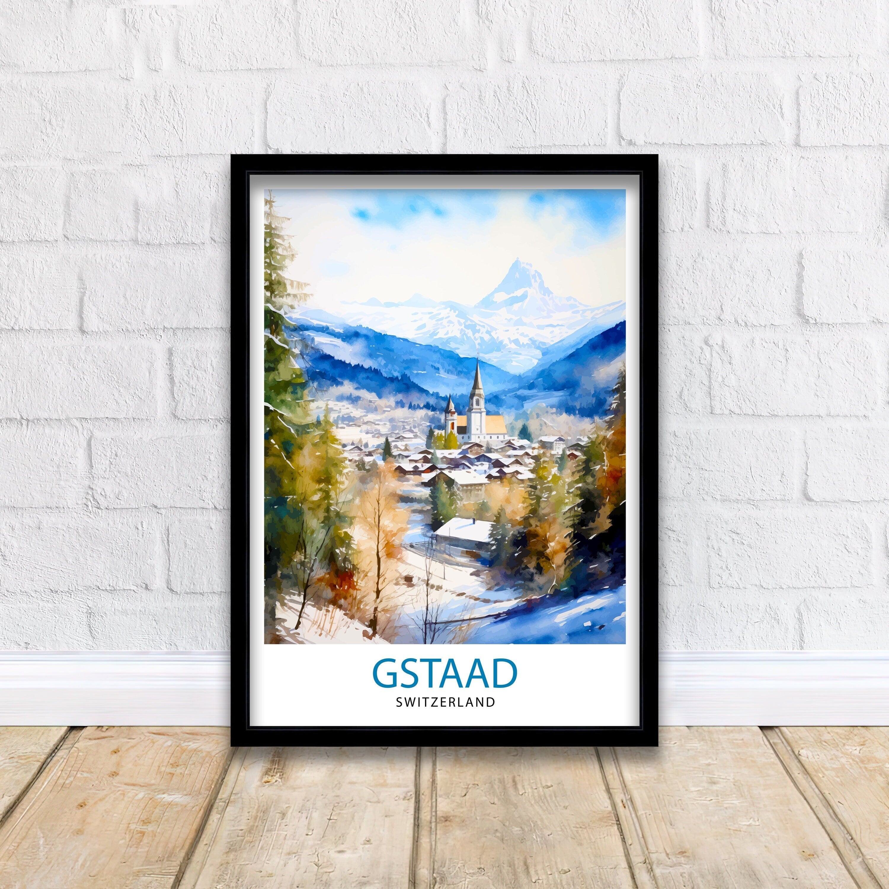 Gstaad Switzerland Travel Print Wall Decor Wall Art Gstaad Wall Hanging Home Décor Gstaad Gift Art Lovers Switzerland Art Lover