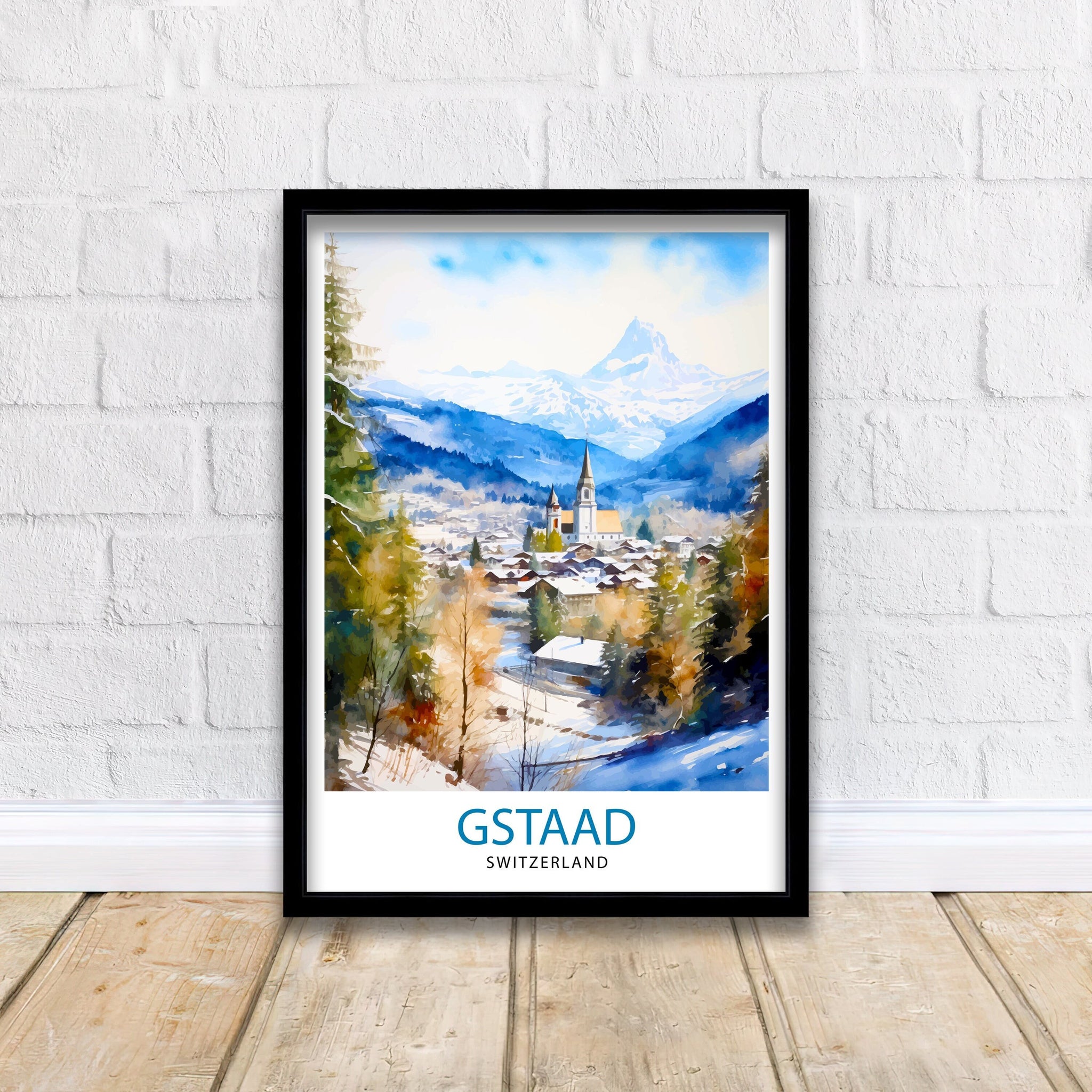Gstaad Switzerland Travel Print Wall Decor Wall Art Gstaad Wall Hanging Home Décor Gstaad Gift Art Lovers Switzerland Art Lover