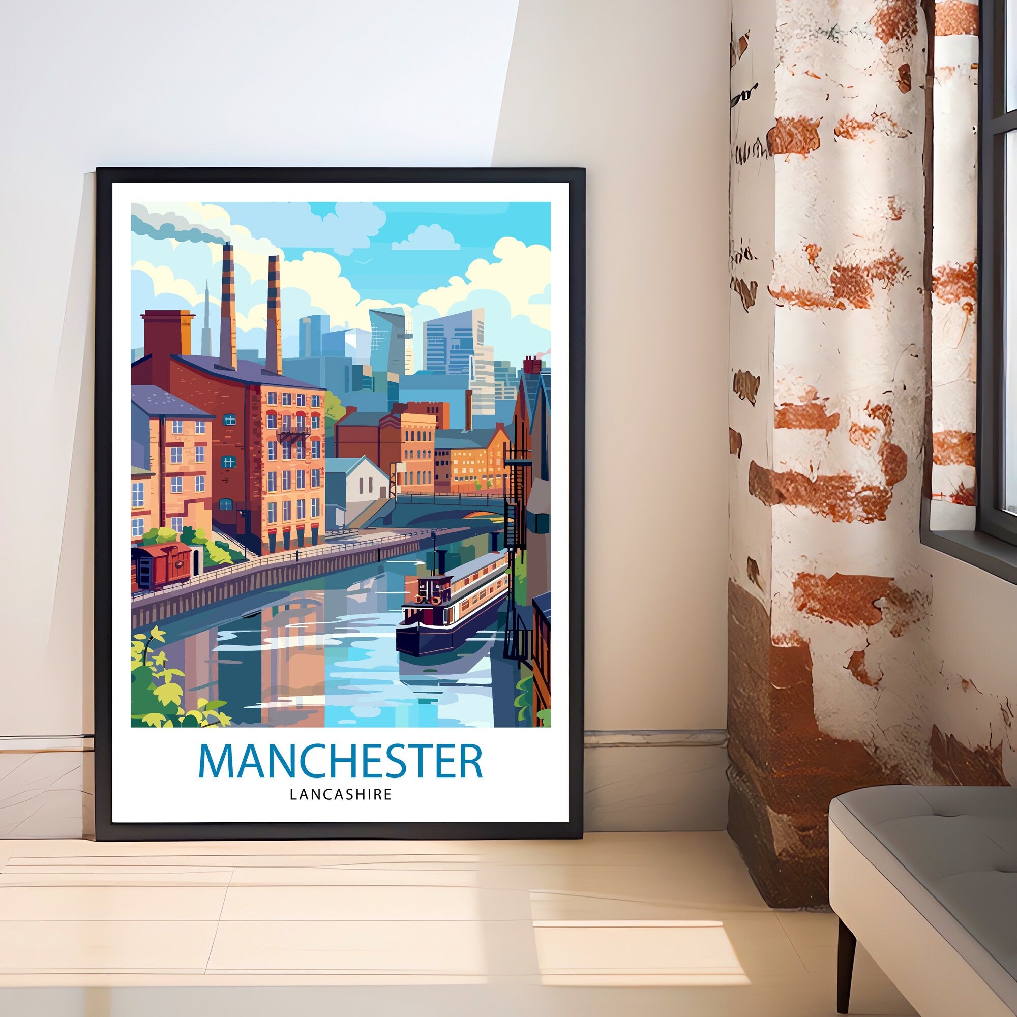 Manchester Travel Print Wall Decor Manchester Wall Art Manchester Cityscape Travel Poster Home Decor Gift for Travelers