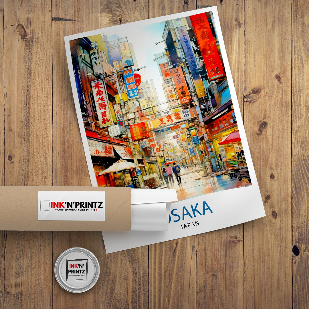 Osaka Japan Travel Print Osaka Wall Decor Osaka Cityscape Poster Japan Travel Prints Osaka Art Print Osaka Illustration Osaka Wall