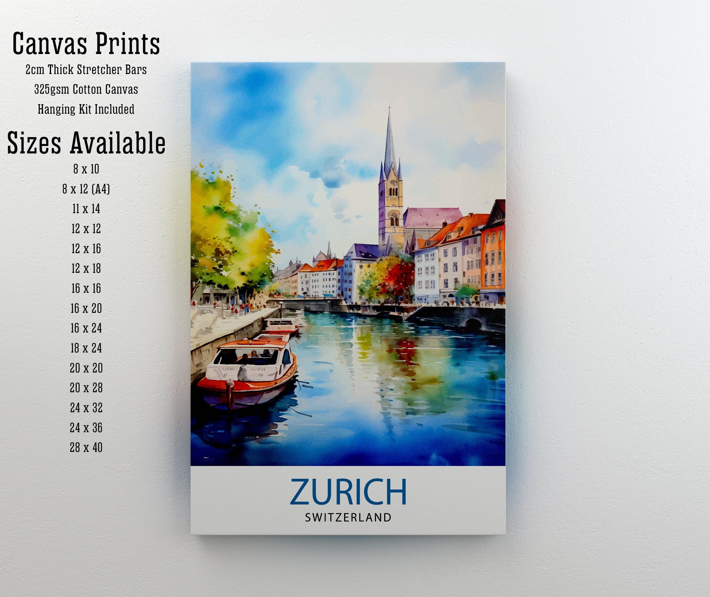 Zurich Switzerland Travel Print Zurich Wall Decor Zurich Home Living Decor Zurich Illustration Travel Poster Gift For Zurich Switzerland