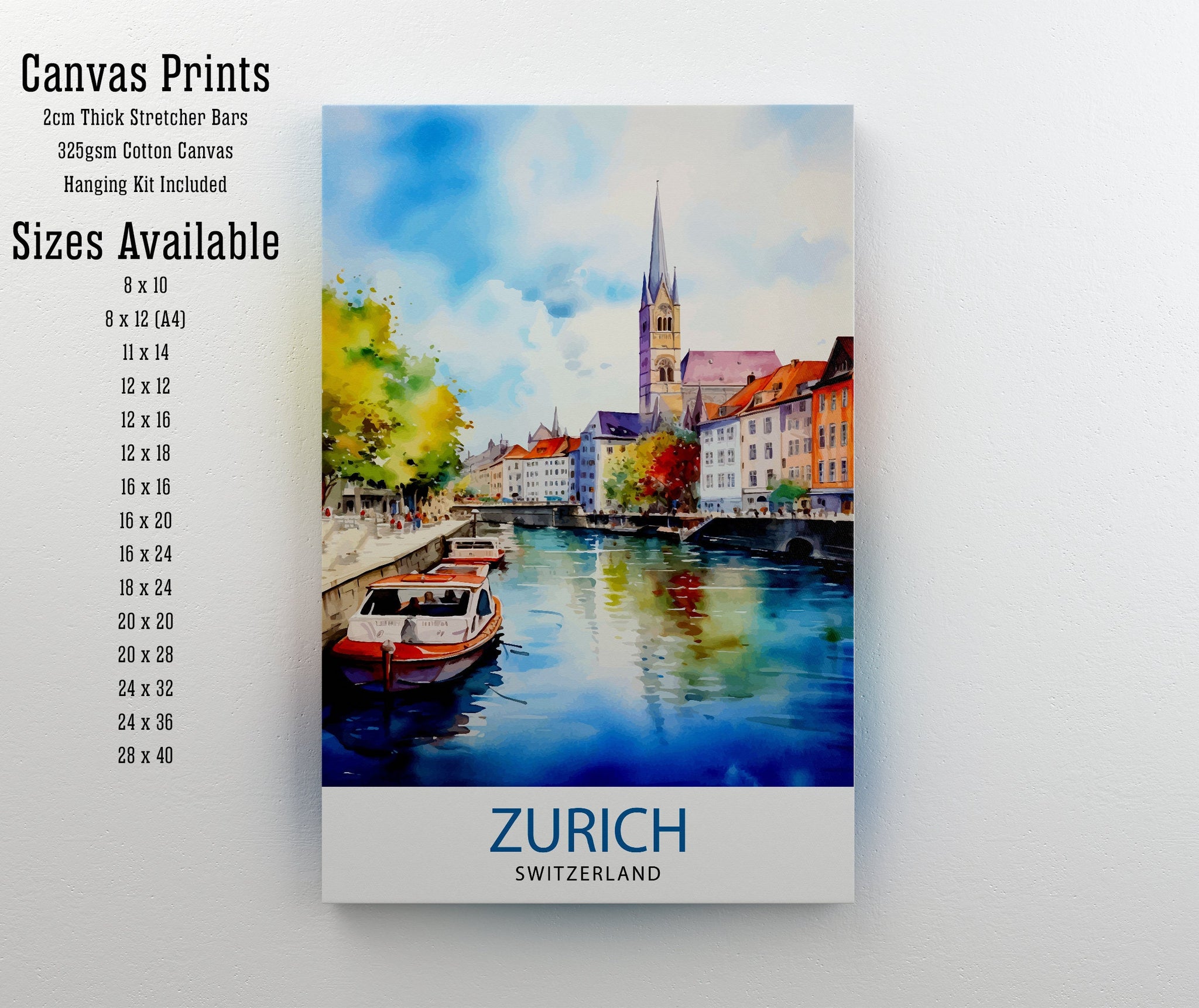 Zurich Switzerland Travel Print Zurich Wall Decor Zurich Home Living Decor Zurich Illustration Travel Poster Gift For Zurich Switzerland