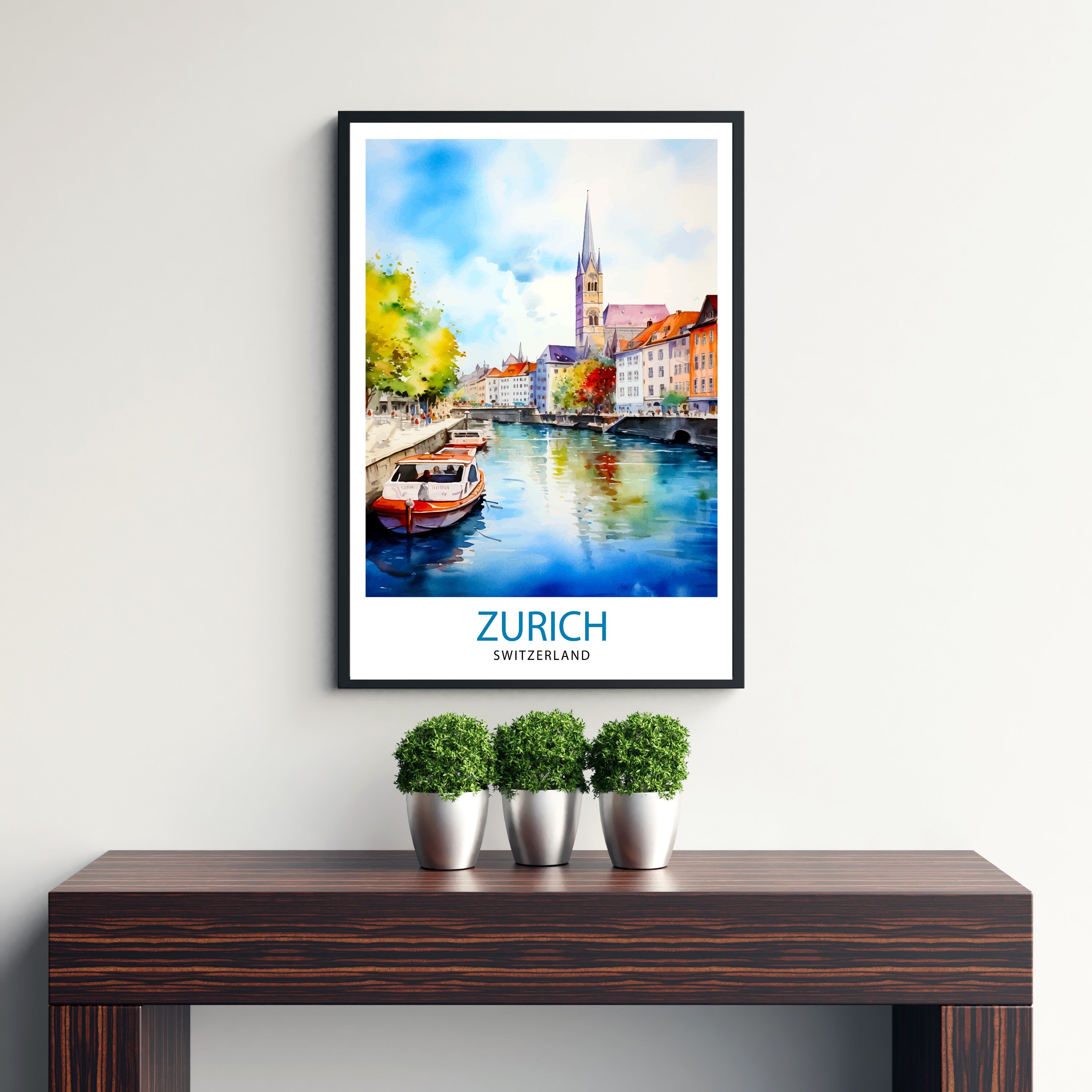 Zurich Switzerland Travel Print Zurich Wall Decor Zurich Home Living Decor Zurich Illustration Travel Poster Gift For Zurich Switzerland
