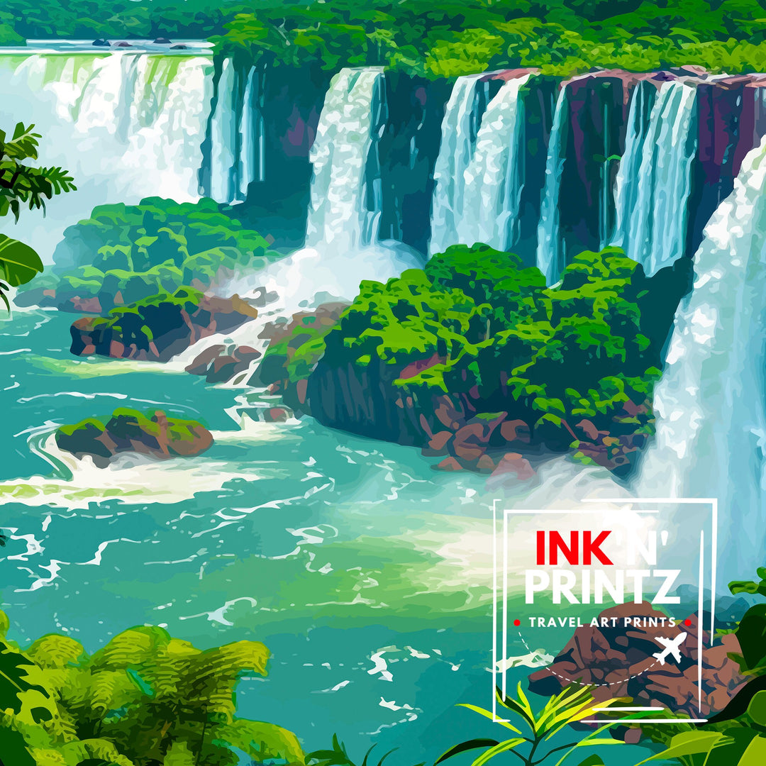 Iguazu Falls Argentina Travel Print Iguazu Wall Decor Iguazu Poster Argentina Travel Prints Iguazu Art Print Iguazu Illustration Iguazu Wall