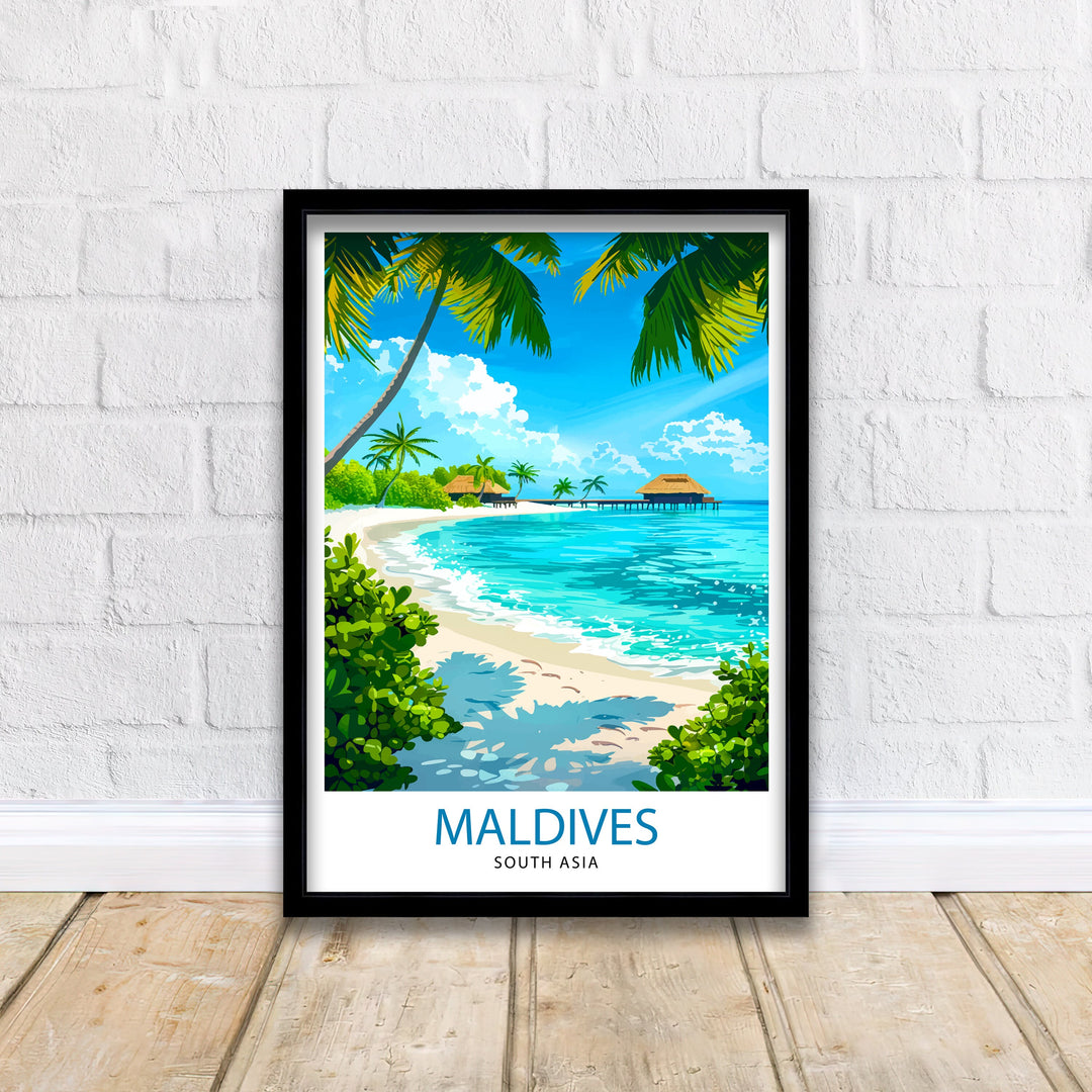 Maldives Travel Print Maldives Wall Decor Maldives Poster Tropical Travel Prints Maldives Art Print Maldives Illustration Maldives Wall Art