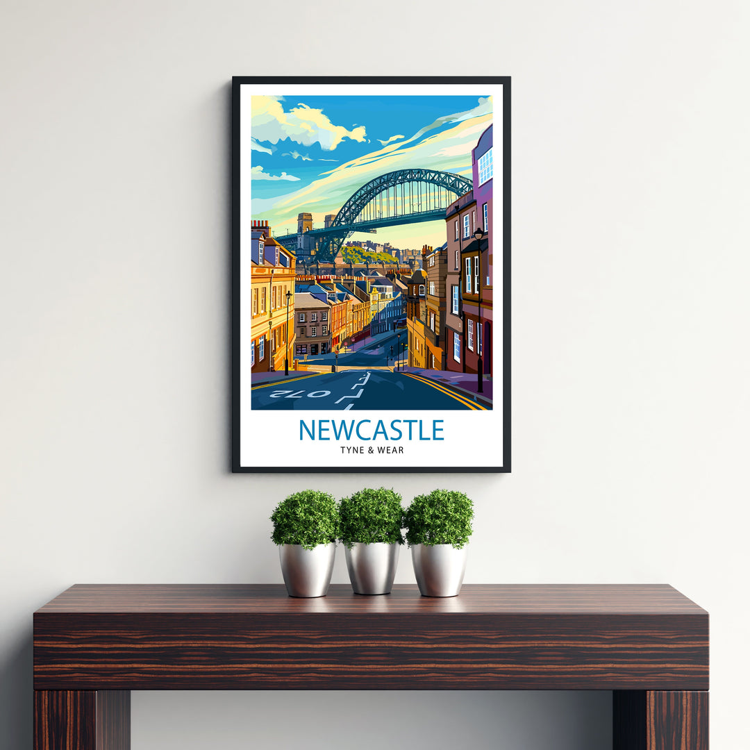 Newcastle upon Tyne Travel Print Newcastle Wall Decor Newcastle Poster England Travel Prints Newcastle Art Print Newcastle Illustration