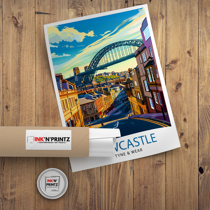 Newcastle upon Tyne Travel Print Newcastle Wall Decor Newcastle Poster England Travel Prints Newcastle Art Print Newcastle Illustration