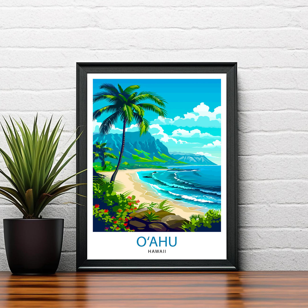 Oahu Hawaii Travel Print Wall Decor Wall Art Oahu Wall Hanging Home Décor Oahu Gift Art Lovers Hawaii Art Lover Gift Print Art