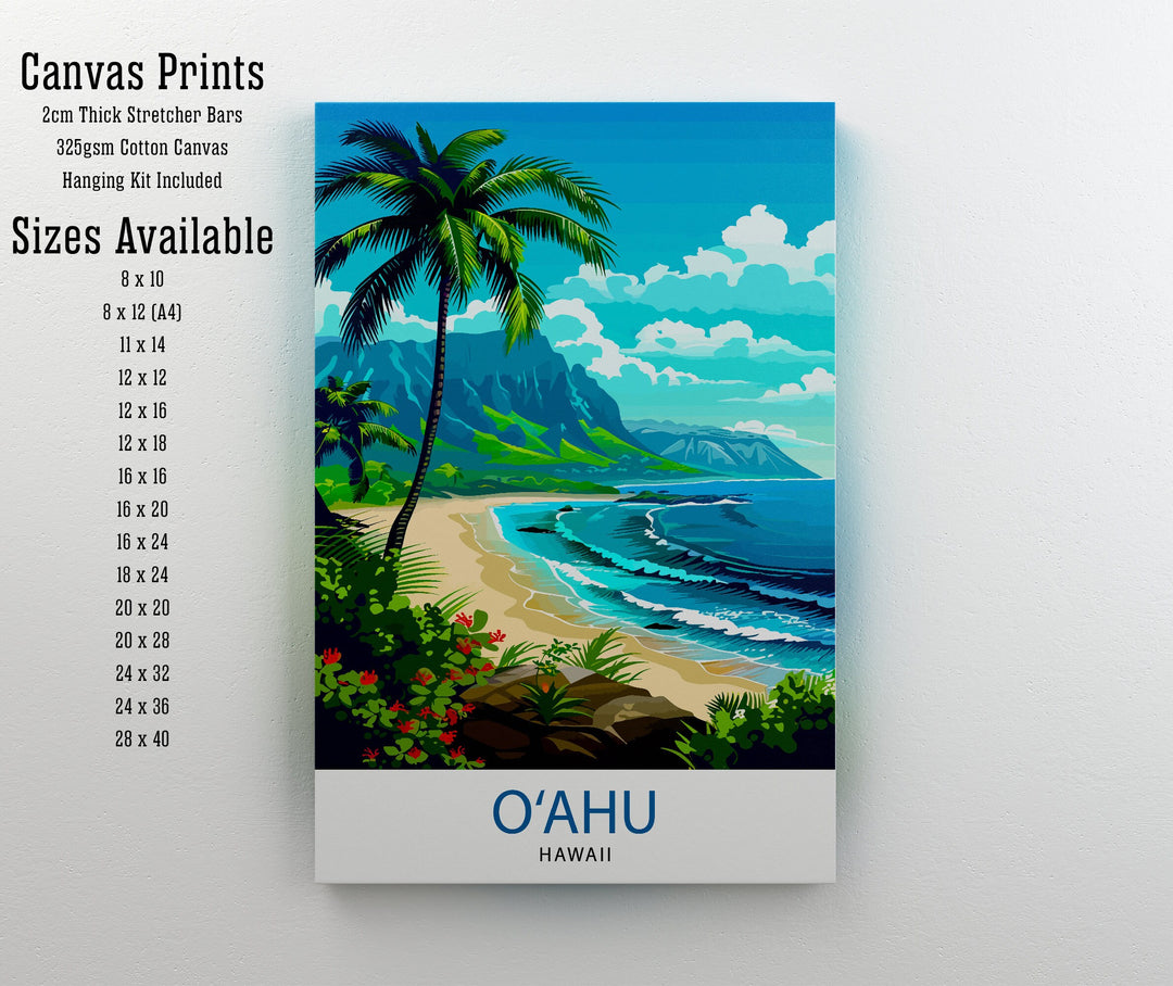 Oahu Hawaii Travel Print Wall Decor Wall Art Oahu Wall Hanging Home Décor Oahu Gift Art Lovers Hawaii Art Lover Gift Print Art