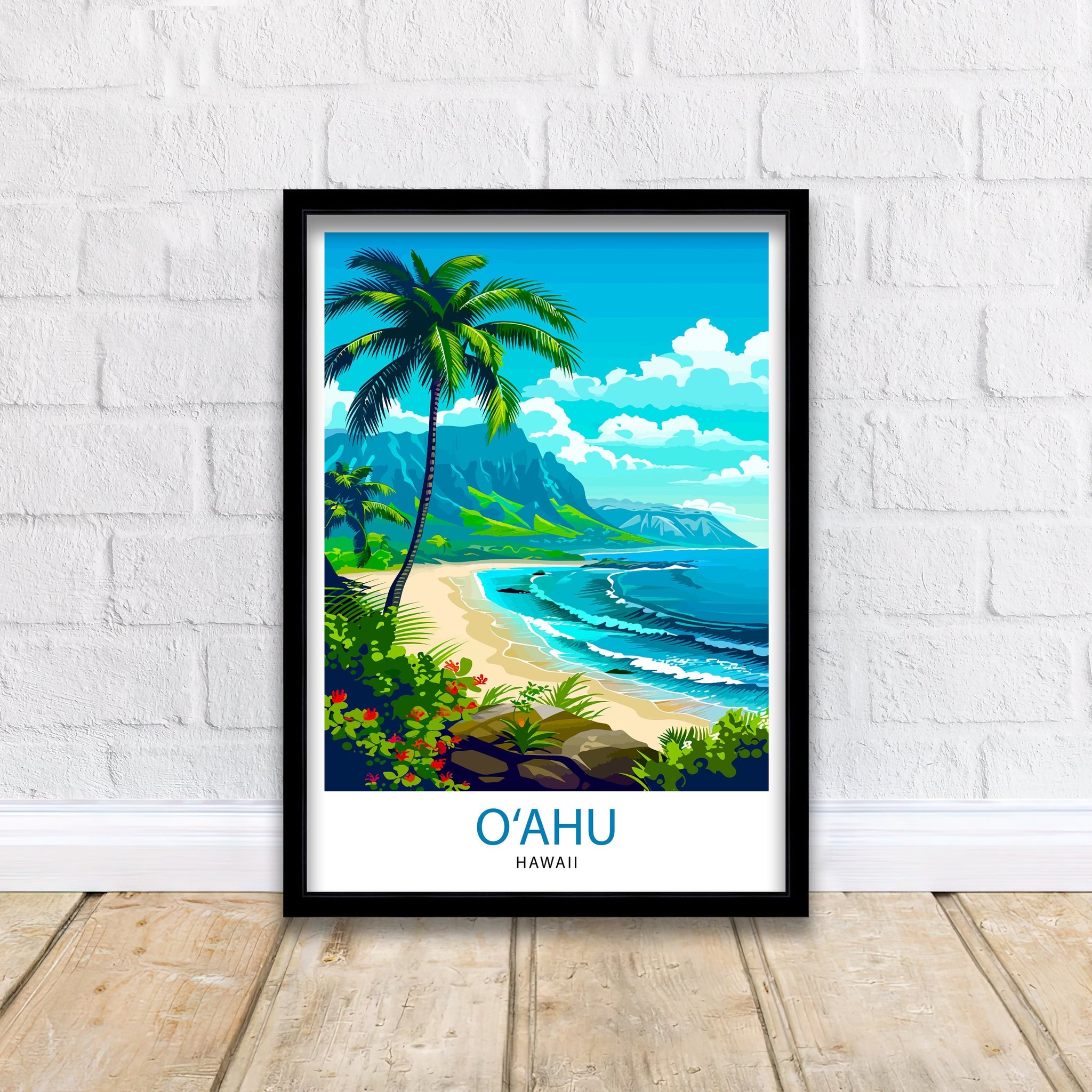 Oahu Hawaii Travel Print Wall Decor Wall Art Oahu Wall Hanging Home Décor Oahu Gift Art Lovers Hawaii Art Lover Gift Print Art