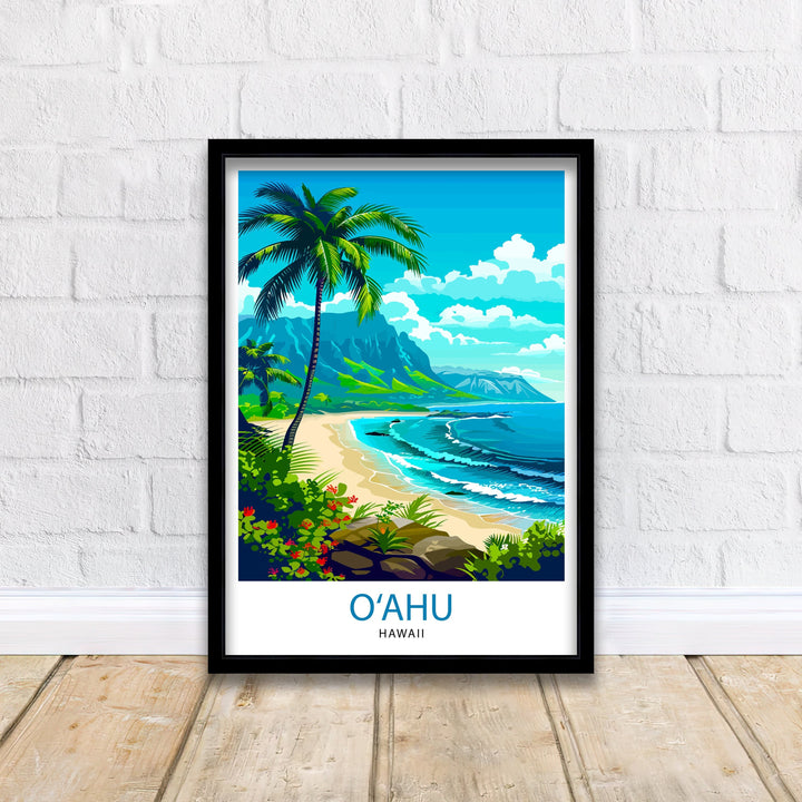 Oahu Hawaii Travel Print Wall Decor Wall Art Oahu Wall Hanging Home Décor Oahu Gift Art Lovers Hawaii Art Lover Gift Print Art