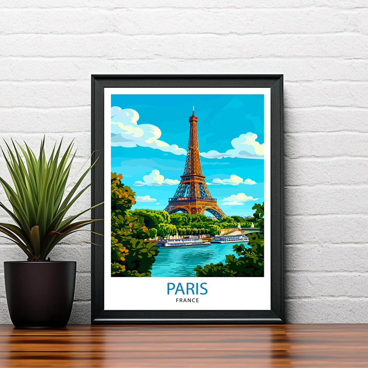 Paris France Travel Print Paris Wall Art Eiffel Tower Art France Travel Poster Paris Home Decor French Illustration Parisian Art Print