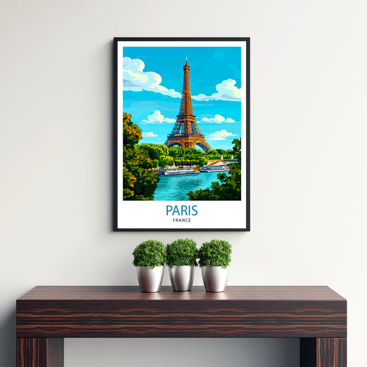 Paris France Travel Print Paris Wall Art Eiffel Tower Art France Travel Poster Paris Home Decor French Illustration Parisian Art Print