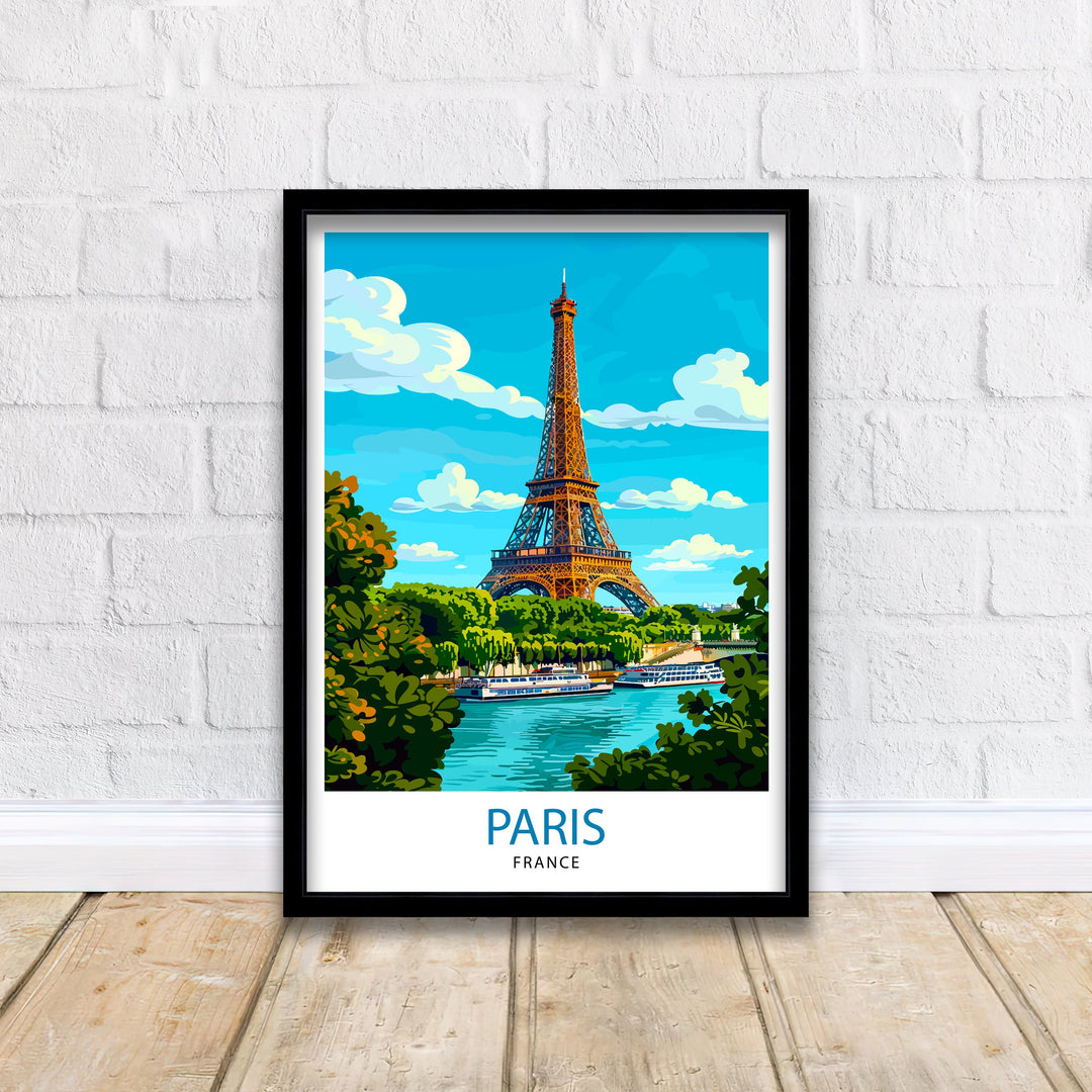 Paris France Travel Print Paris Wall Art Eiffel Tower Art France Travel Poster Paris Home Decor French Illustration Parisian Art Print