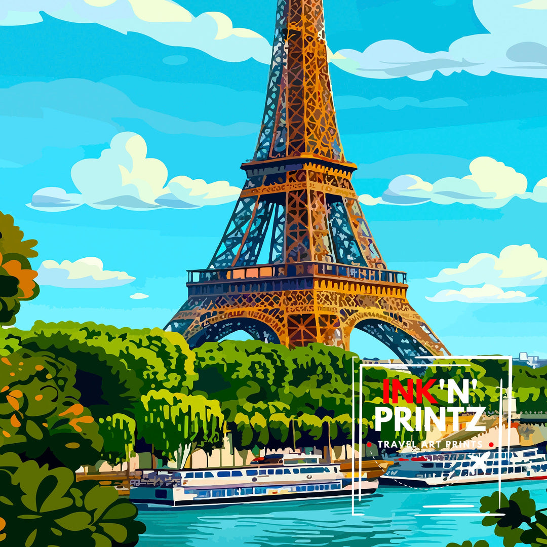 Paris France Travel Poster Paris Wall Art Eiffel Tower Art France Travel Poster Paris Home Decor French Illustration Parisian Art Poster