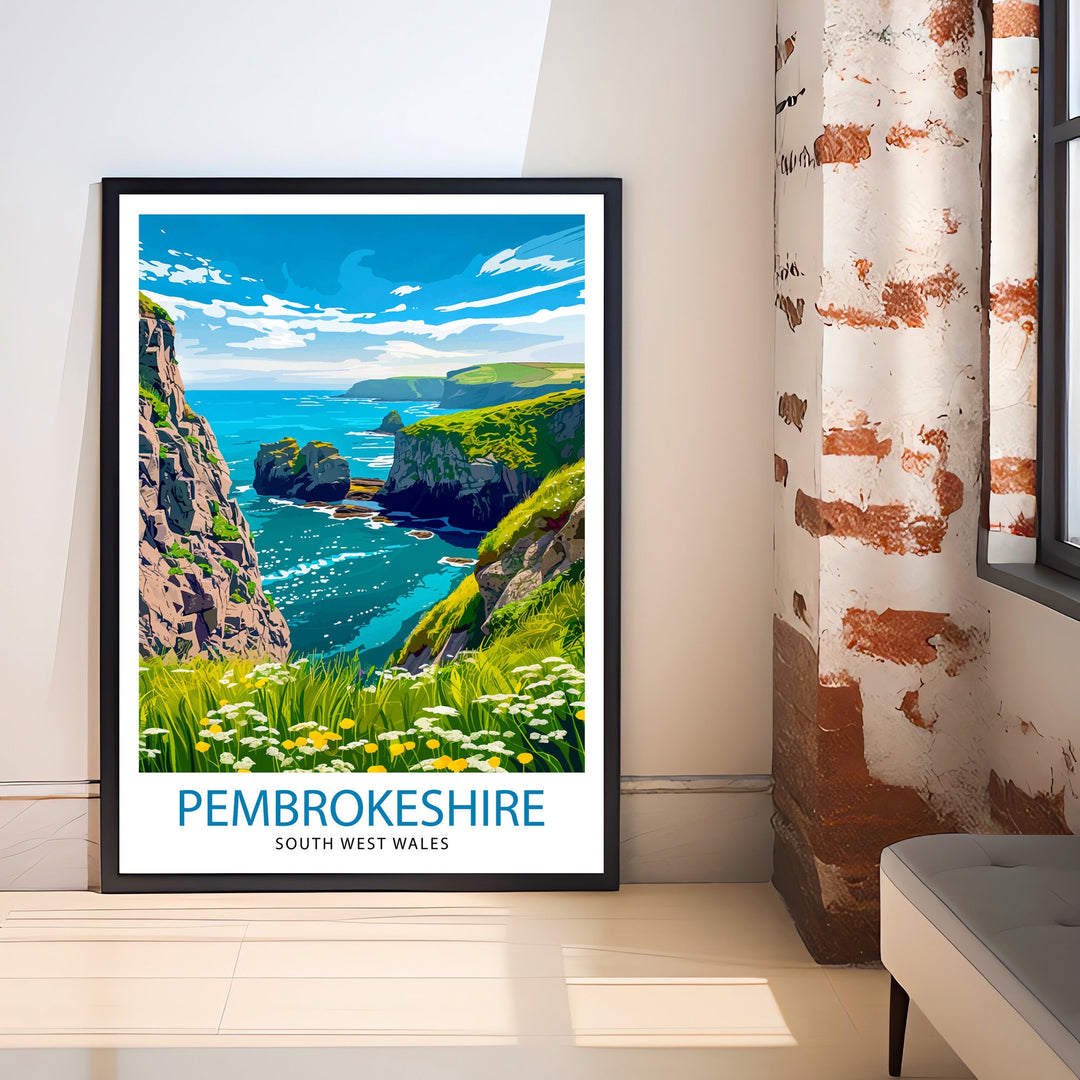 Pembrokeshire Wales Travel Poster