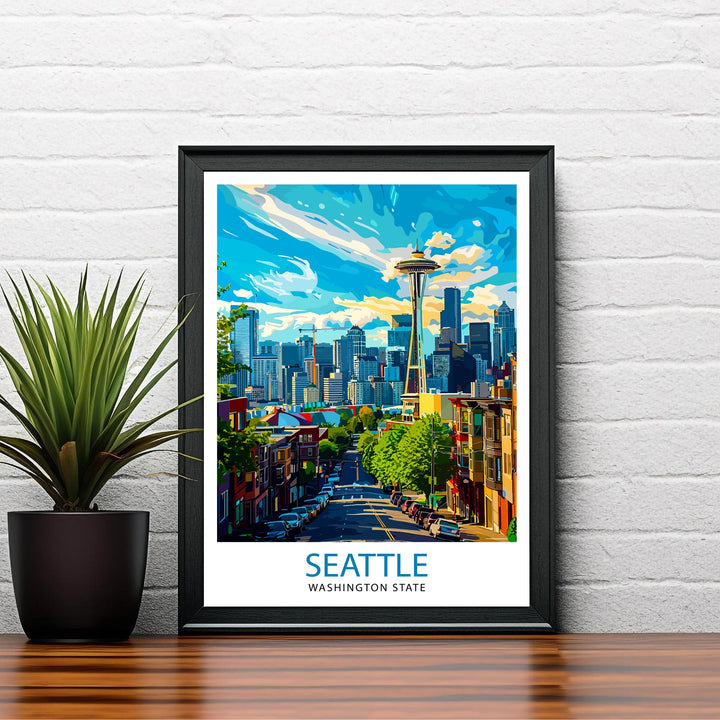 Seattle Travel Print Seattle Wall Decor Seattle Home Living Decor Seattle Illustration Travel Poster Gift For Seattle Washington Home Decor