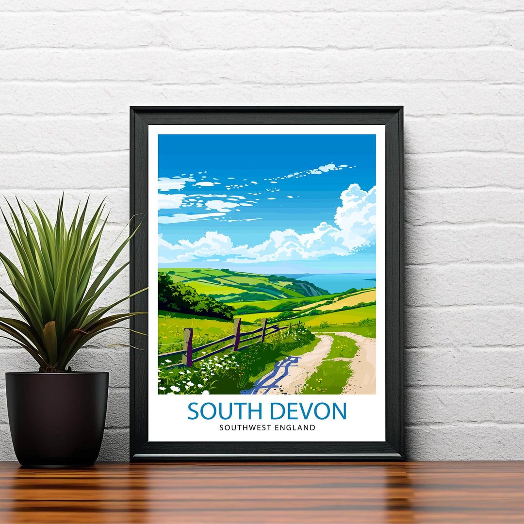 Devon Travel Print Devon Wall Decor Devon Home Living Decor Devon Illustration Travel Poster Gift for Devon UK Home Decor