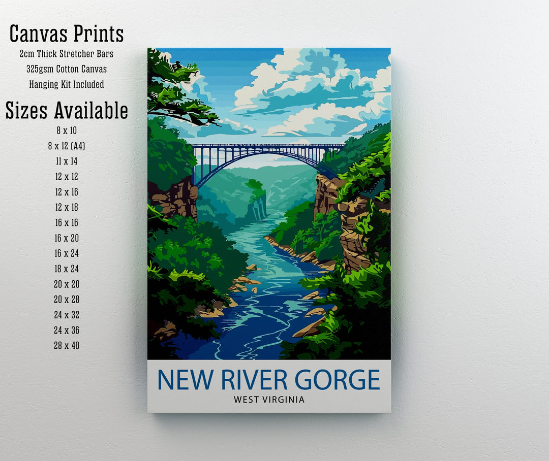 New River Gorge Bridge West Virginia Travel Print Wall Decor Wall Art New River Gorge Bridge Wall Hanging Home Décor New River Gorge Bridge