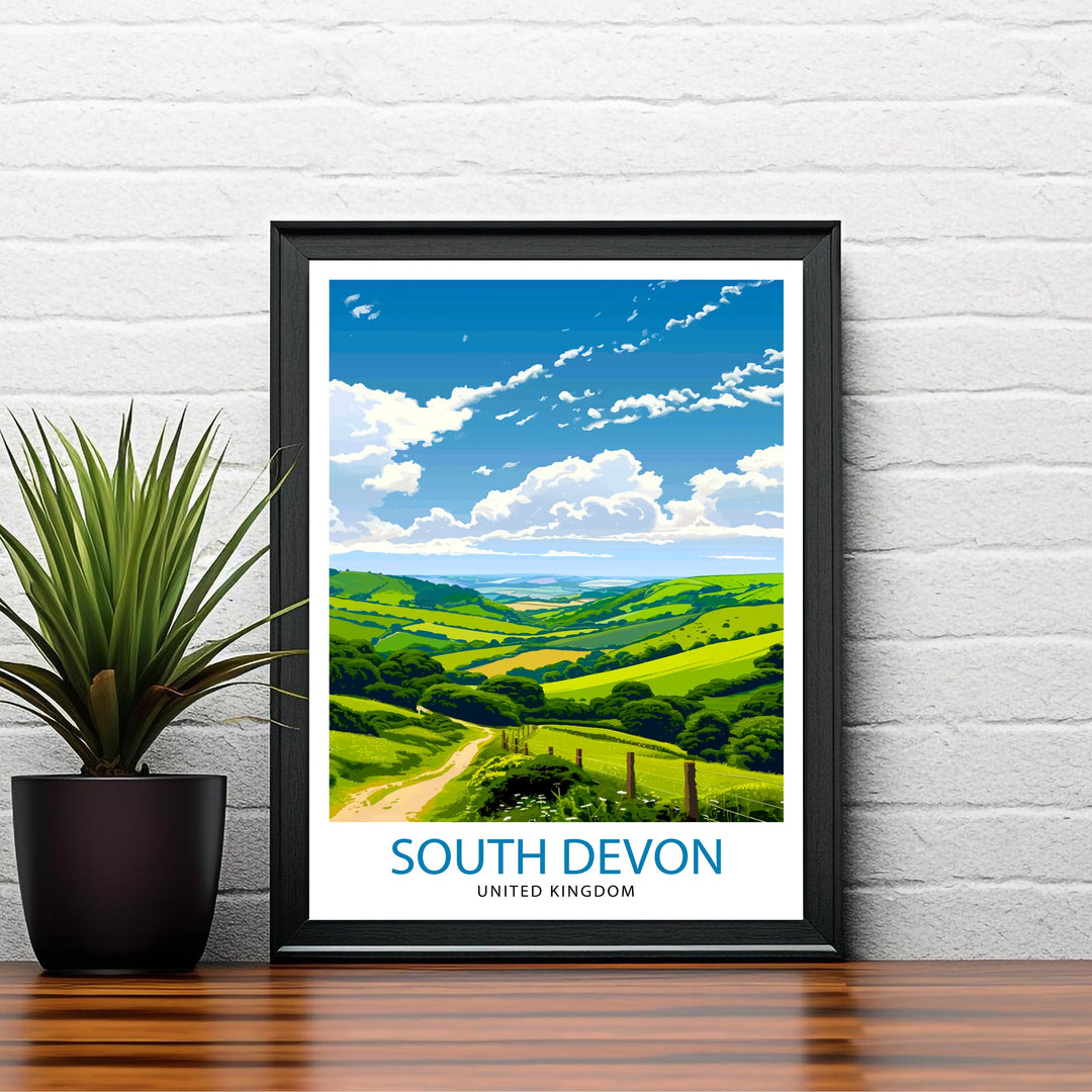 South Devon England Travel Print Wall Decor Wall Art South Devon Wall Hanging Home Décor South Devon Gift Art Lovers UK Art Lover Gift