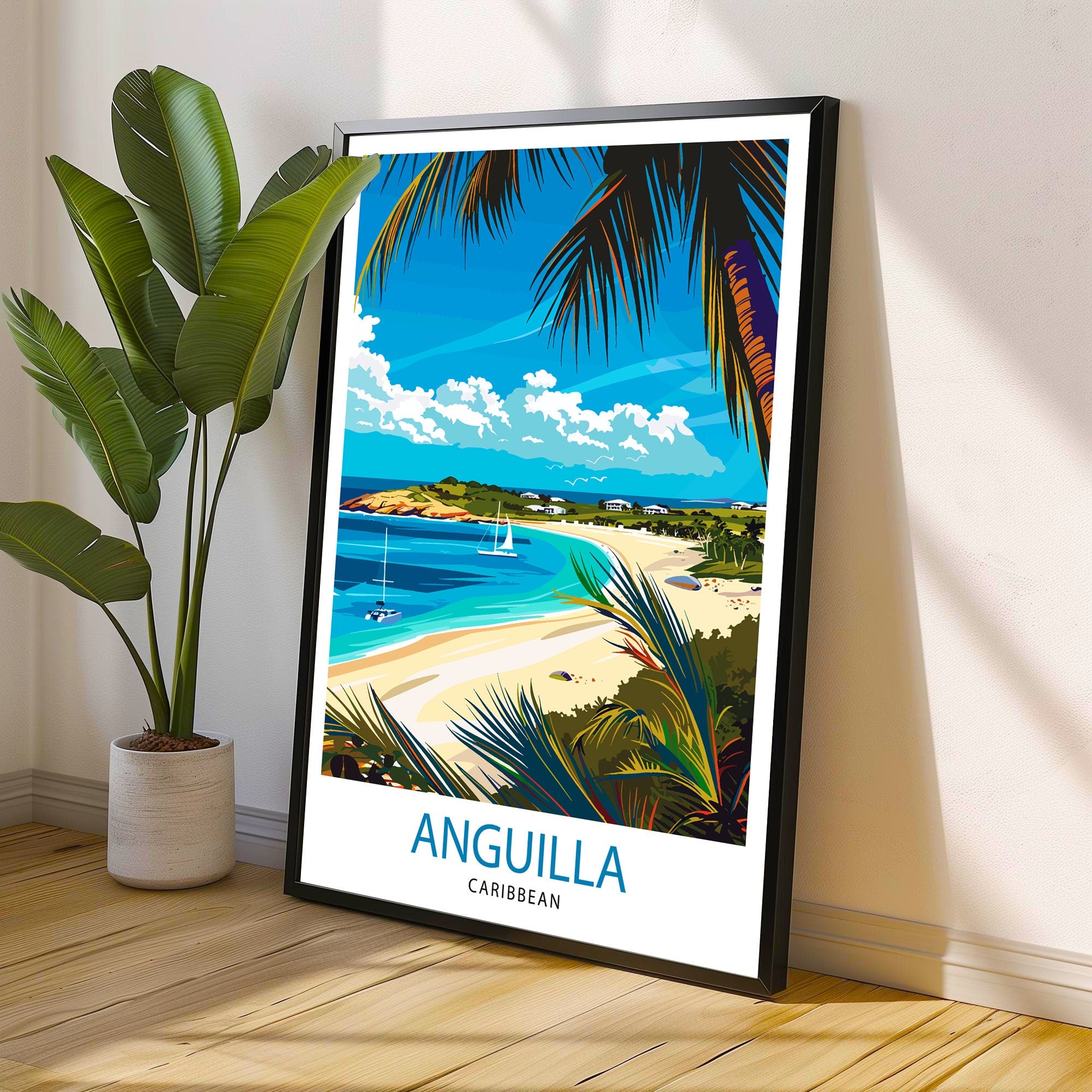 Anguilla Travel Print Wall Decor Wall Art Anguilla Wall Hanging Home Décor Anguilla Gift Art Lovers Caribbean Art Lover Gift Print Art
