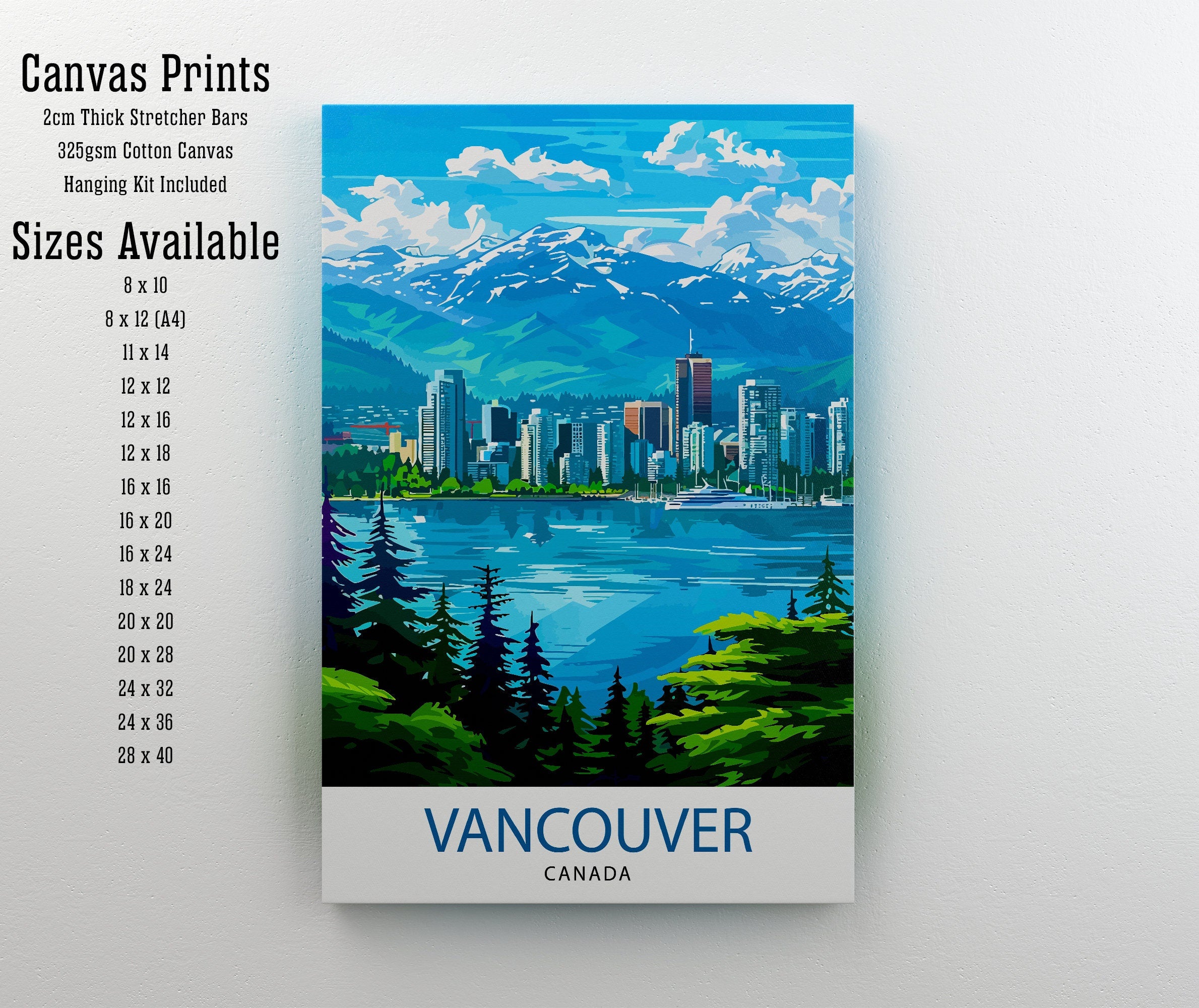 Vancouver Travel Print Vancouver Wall Decor Vancouver Home Living Decor Vancouver Illustration Travel Poster, Gift For Vancouver, Canada