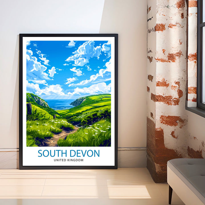 Devon Travel Print Devon Wall Decor Devon Home Living Decor Devon Illustration Travel Poster Gift for Devon UK Home Decor