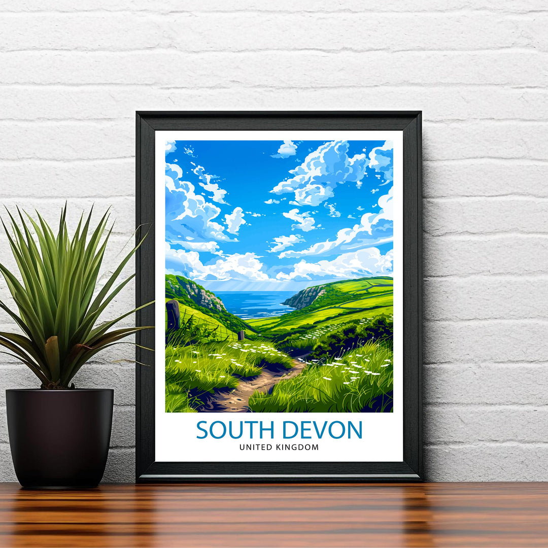 Devon Travel Print Devon Wall Decor Devon Home Living Decor Devon Illustration Travel Poster Gift for Devon UK Home Decor