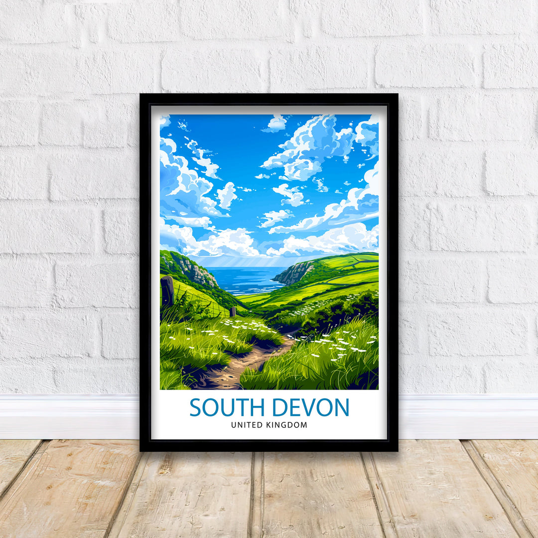 Devon Travel Print Devon Wall Decor Devon Home Living Decor Devon Illustration Travel Poster Gift for Devon UK Home Decor