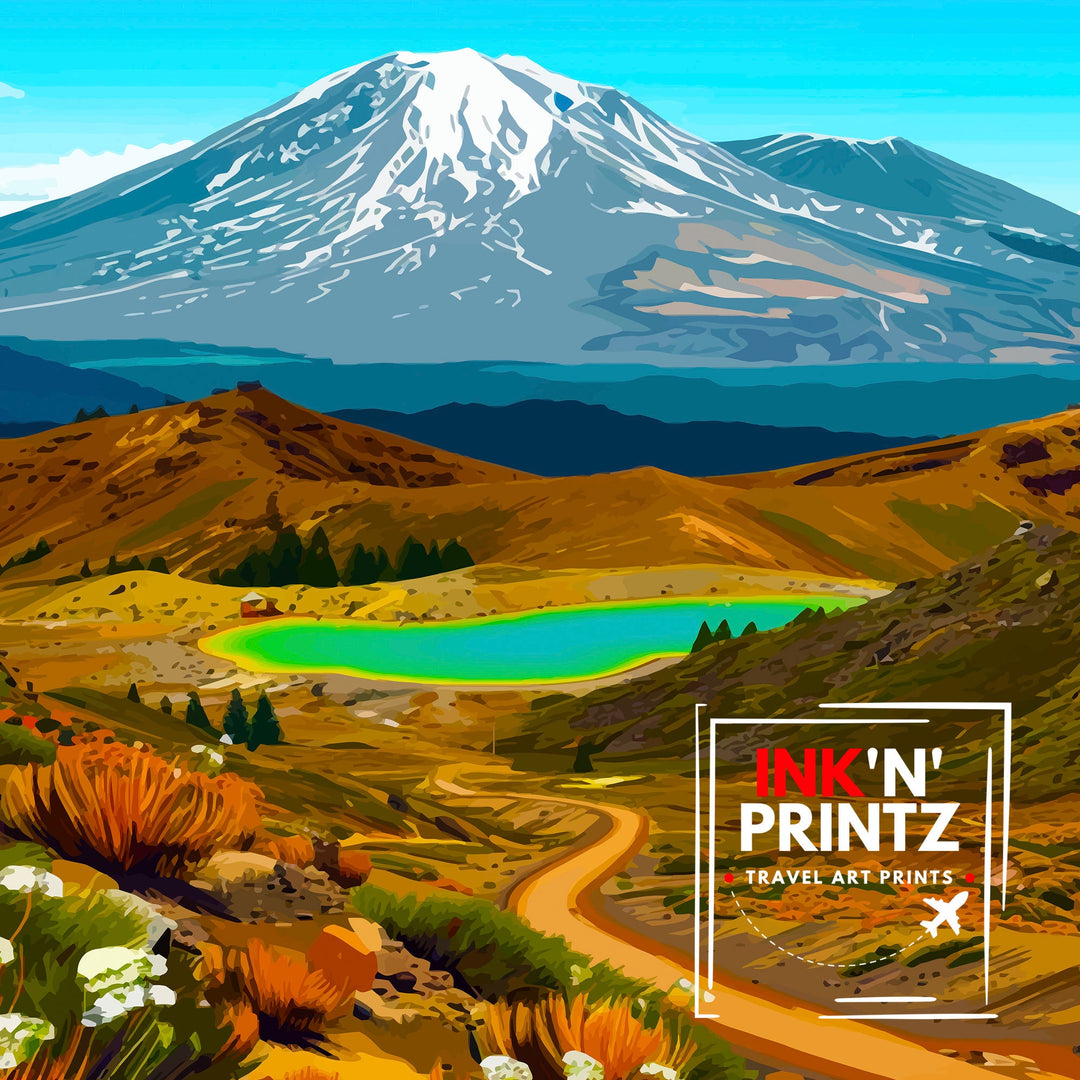 Tongariro National Park New Zealand Travel Poster