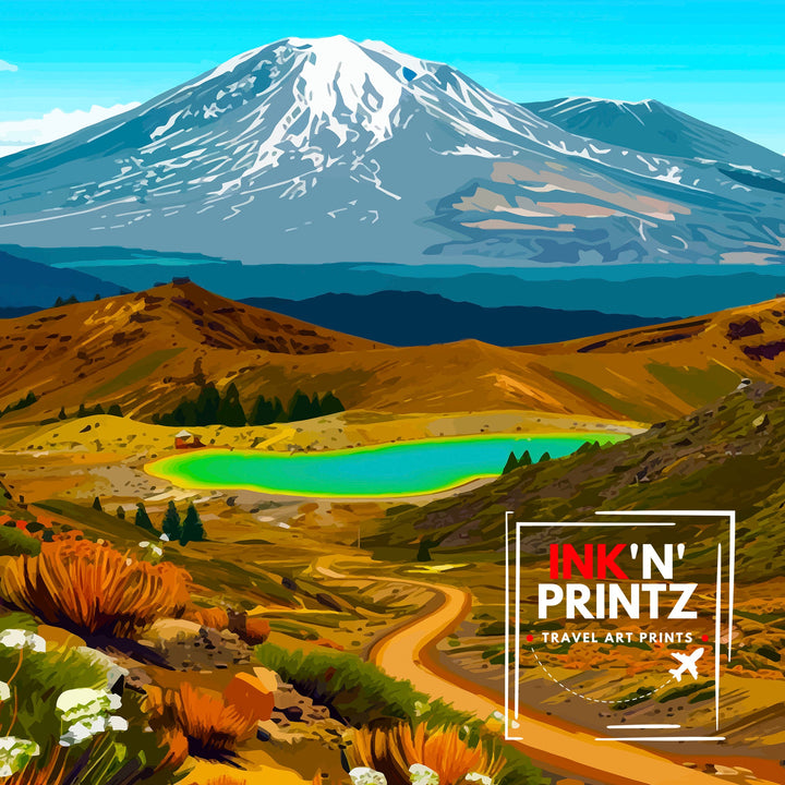 Tongariro National Park New Zealand Travel Poster