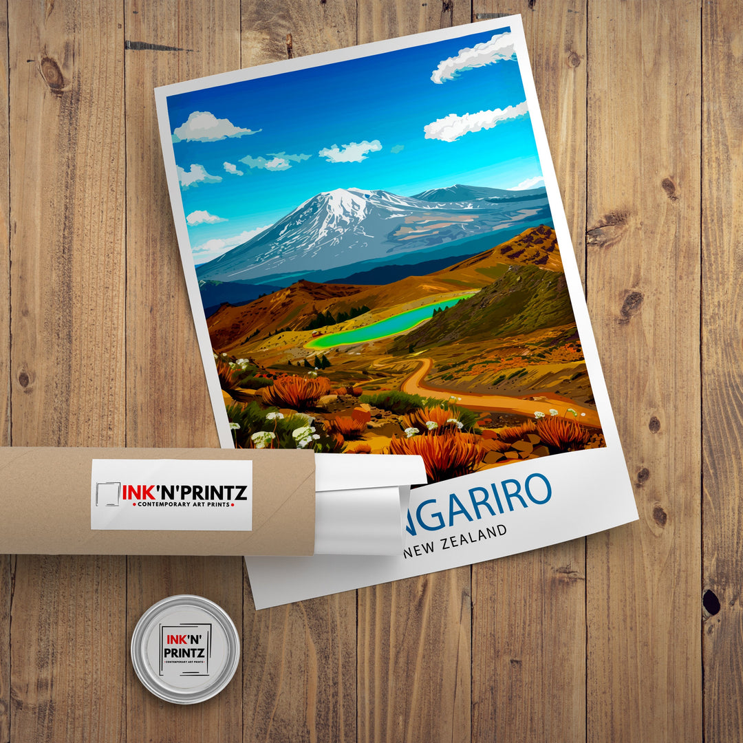 Tongariro National Park New Zealand Travel Poster