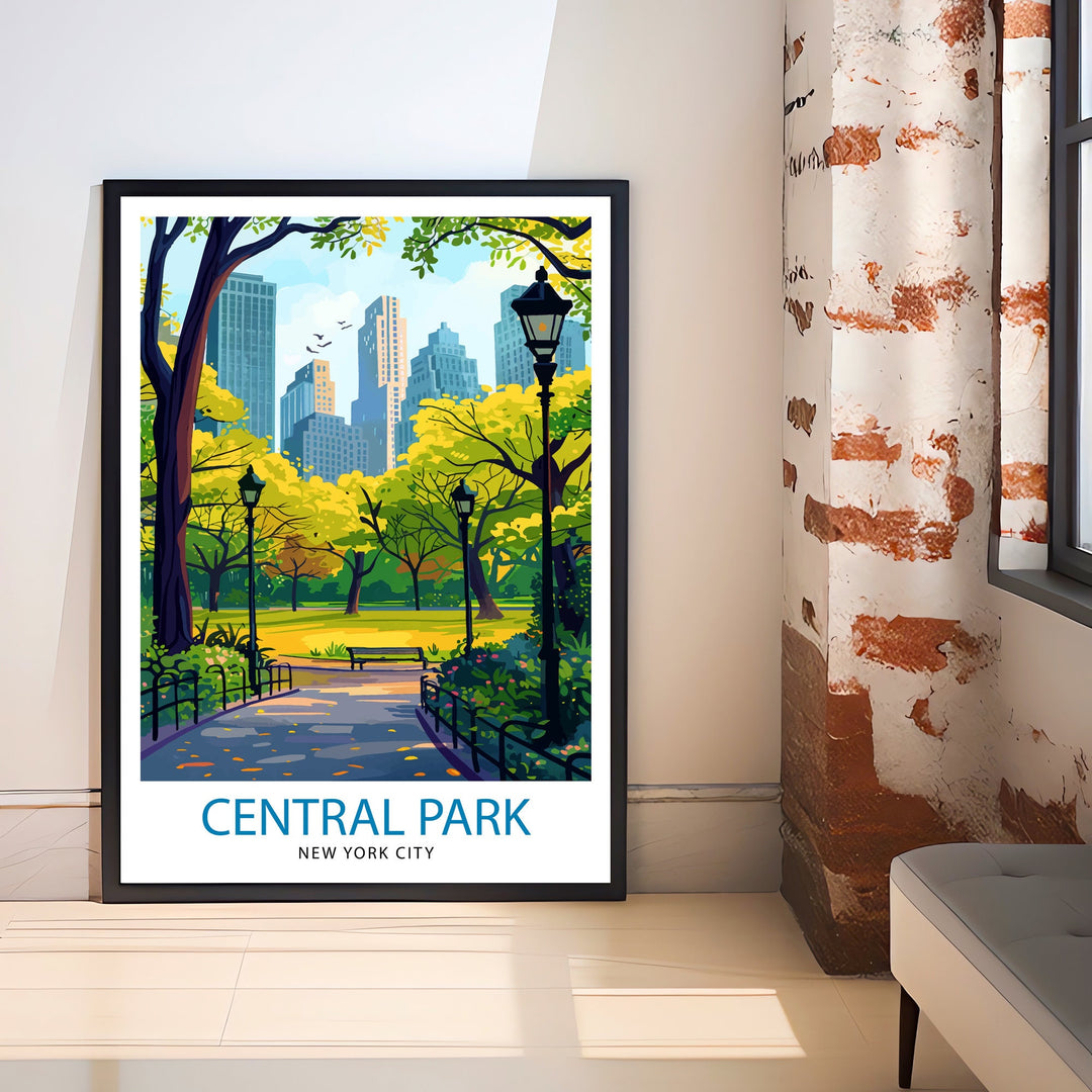 Central Park New York Travel Print| Central Park Wall Decor Central Park Poster NYC Travel Prints Central Park Art Print Central Park