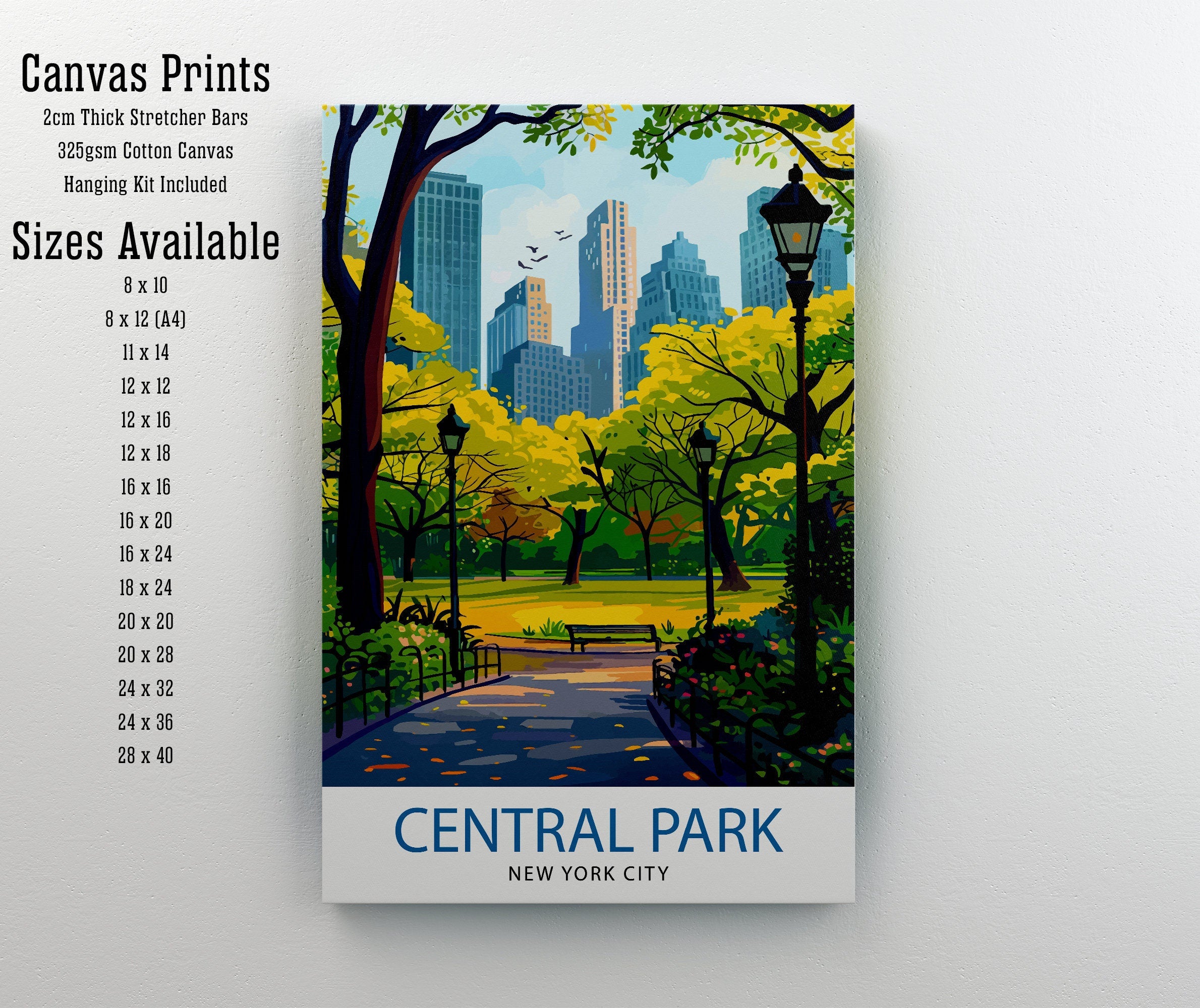 Central Park New York Travel Print| Central Park Wall Decor Central Park Poster NYC Travel Prints Central Park Art Print Central Park