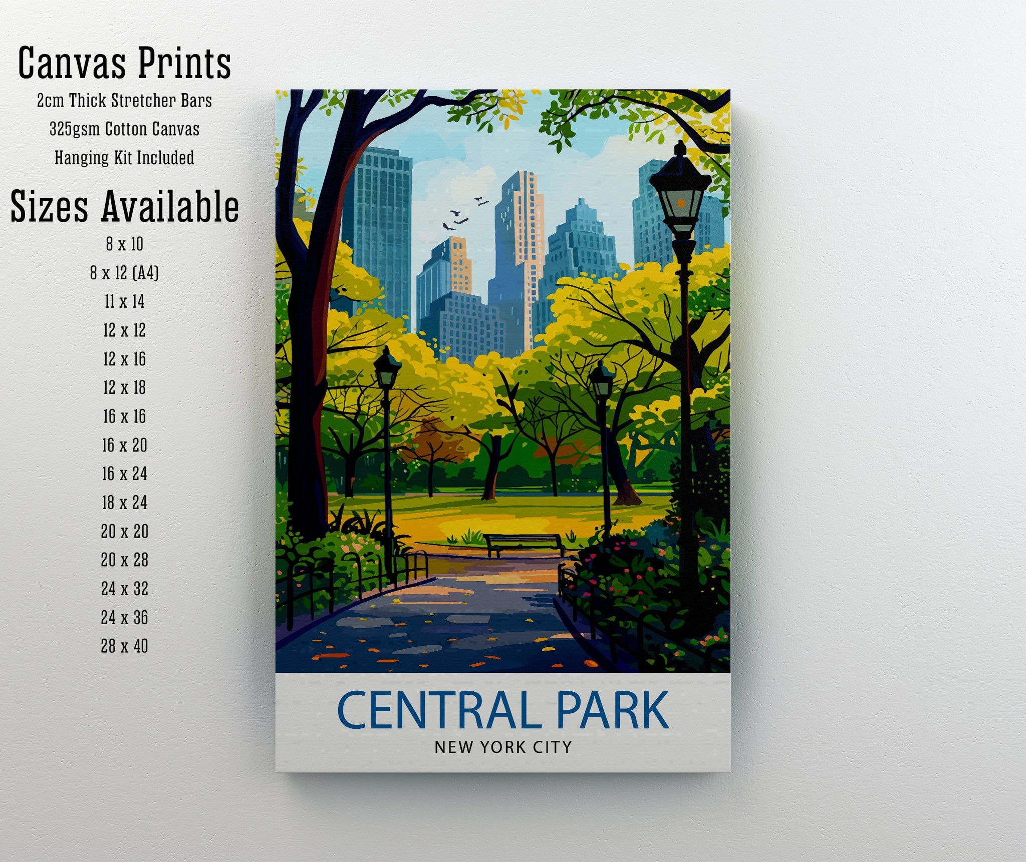 Central Park New York Travel Print| Central Park Wall Decor Central Park Poster NYC Travel Prints Central Park Art Print Central Park