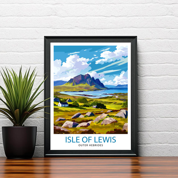 Isle of Lewis Travel Print Lewis Wall Decor Lewis Home Living Decor Lewis Illustration Travel Poster Gift for Isle of Lewis Lewis Home Decor