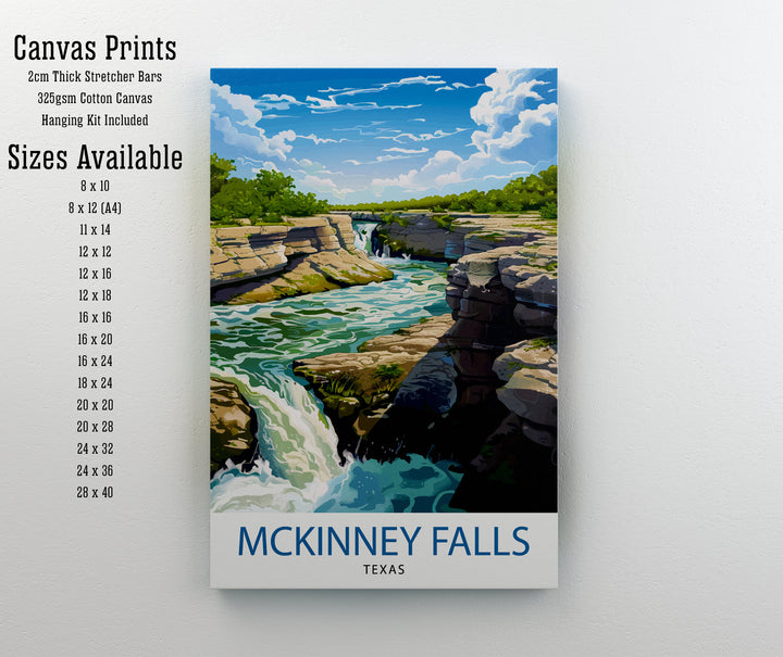 McKinney Falls Texas Travel Print Wall Decor Wall Art McKinney Falls Wall Hanging Home Décor McKinney Falls Gift Art Lovers Texas Art