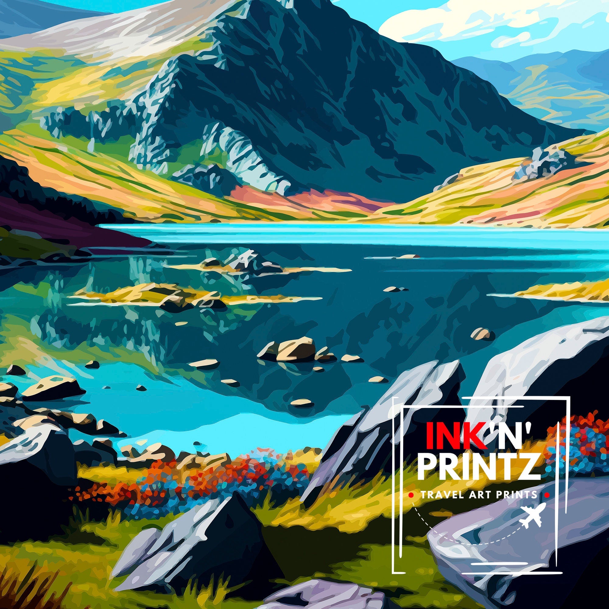 Snowdonia National Park Art Print | Wales Travel Poster