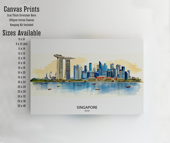 Singapore Skyline Travel Print Wall Decor Wall Art Singapore Skyline Wall Hanging Home Décor Singapore Skyline Gift Art Lovers Singapore Art