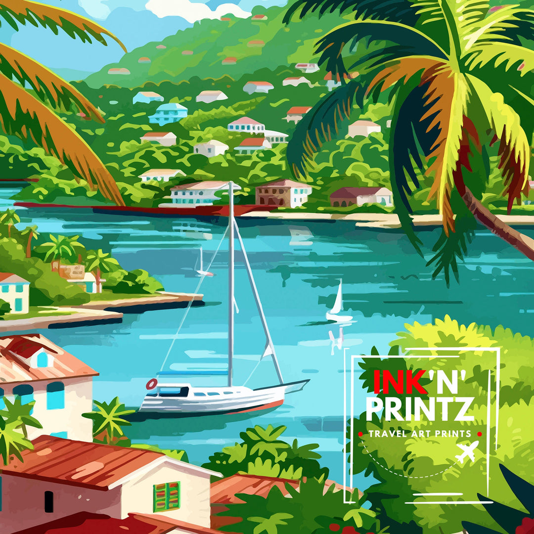 Jolly Harbour Antigua Travel Poster