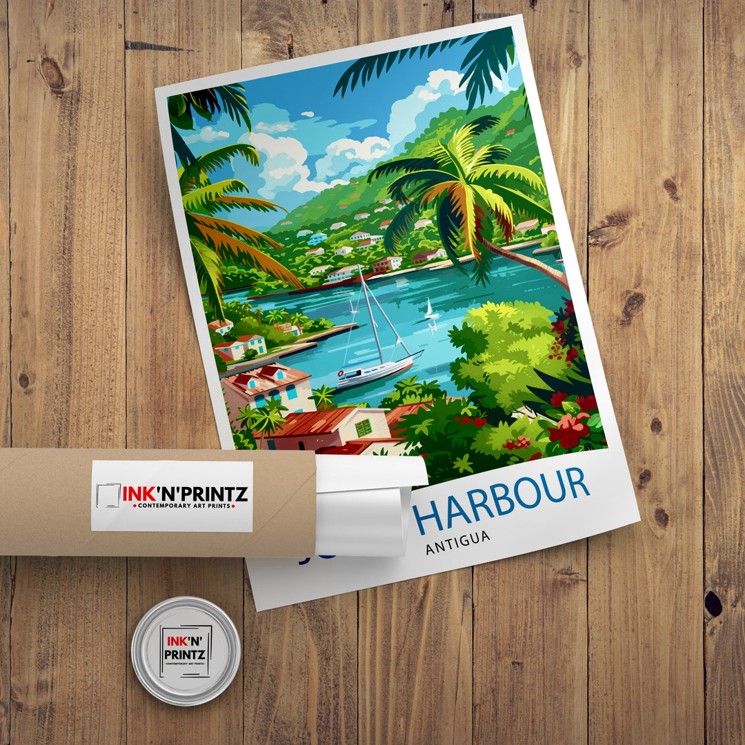 Jolly Harbour Antigua Travel Poster