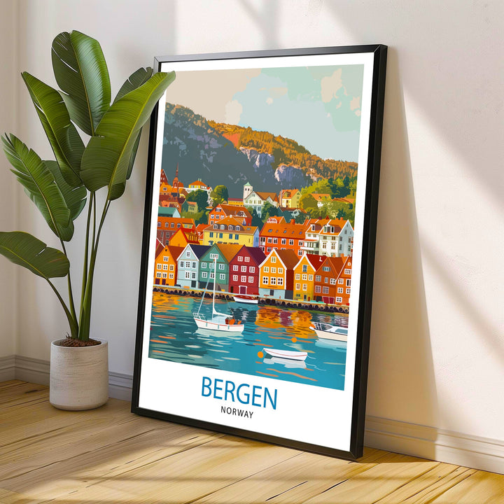 Bergen Norway Travel Print Wall Decor Wall Art Bergen Wall Hanging Home Décor Bergen Gift Art Lovers Norway Art Lover Gift Print Art