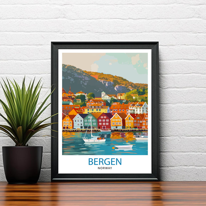 Bergen Norway Travel Print Wall Decor Wall Art Bergen Wall Hanging Home Décor Bergen Gift Art Lovers Norway Art Lover Gift Print Art