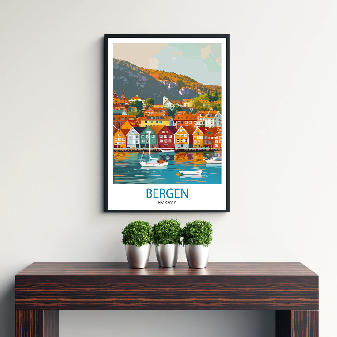 Bergen Norway Travel Print Wall Decor Wall Art Bergen Wall Hanging Home Décor Bergen Gift Art Lovers Norway Art Lover Gift Print Art