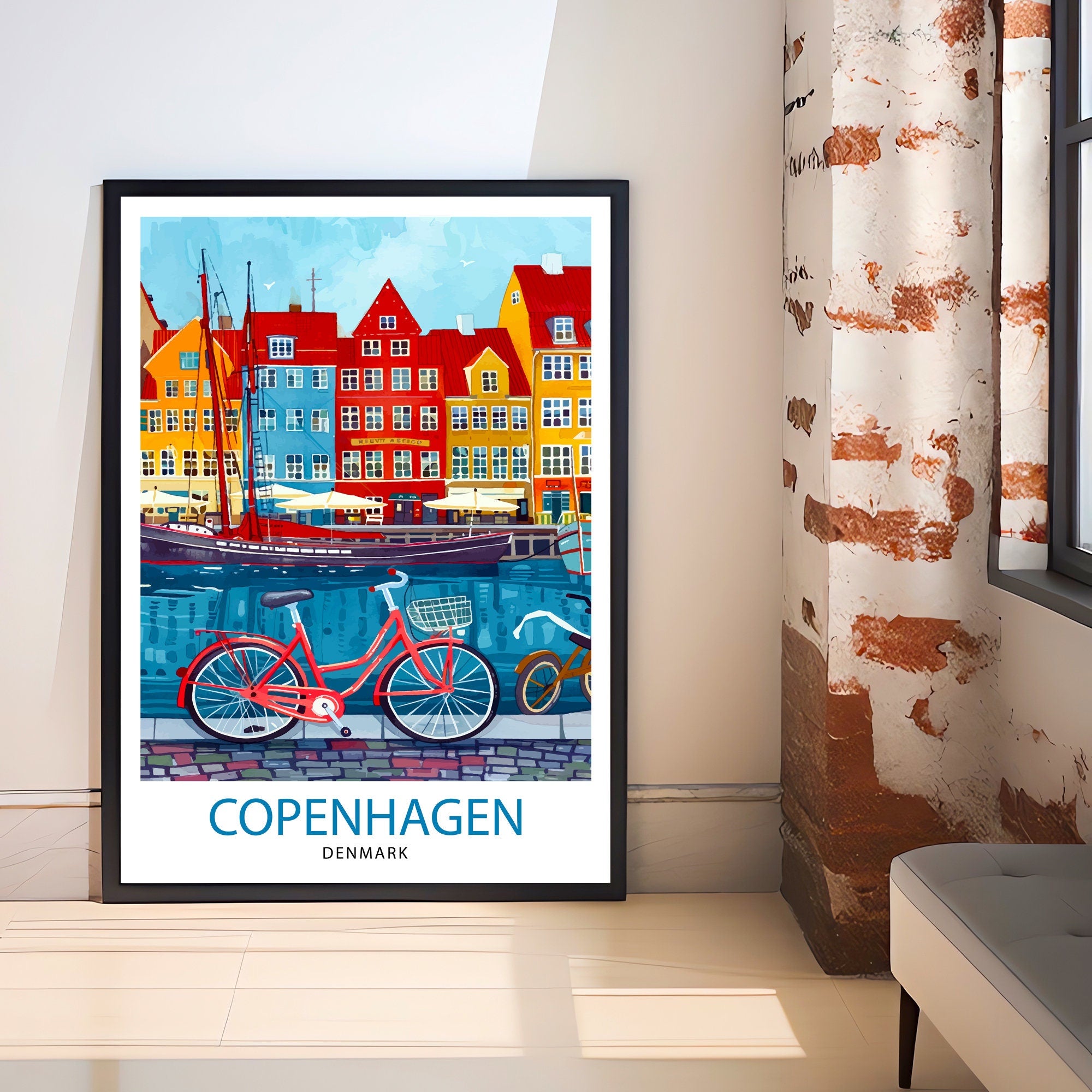 Copenhagen Denmark Travel Print Wall Decor Wall Art Copenhagen Wall Hanging Home Décor Copenhagen Gift Art Lovers Denmark Art Lover