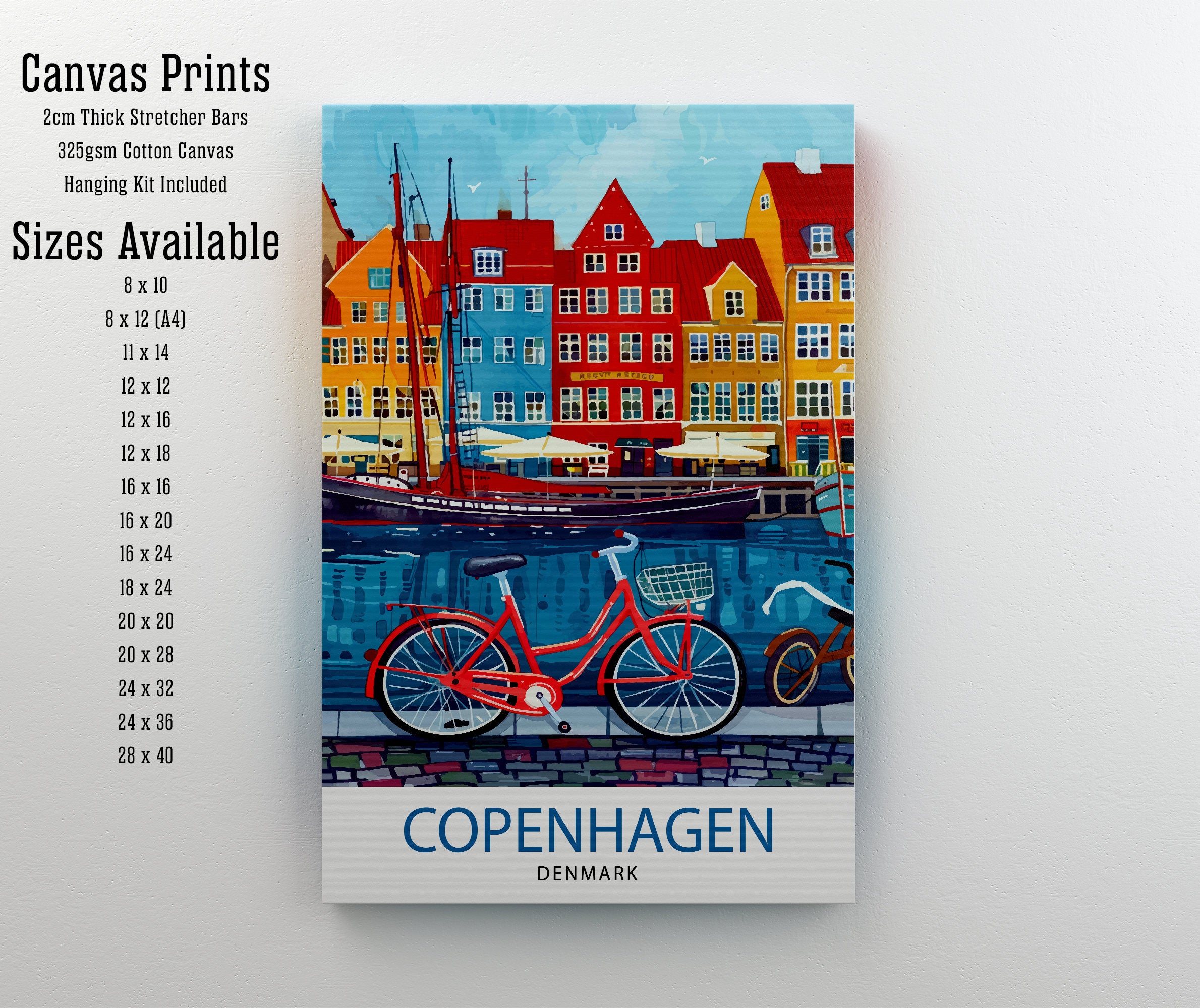 Copenhagen Denmark Travel Print Wall Decor Wall Art Copenhagen Wall Hanging Home Décor Copenhagen Gift Art Lovers Denmark Art Lover