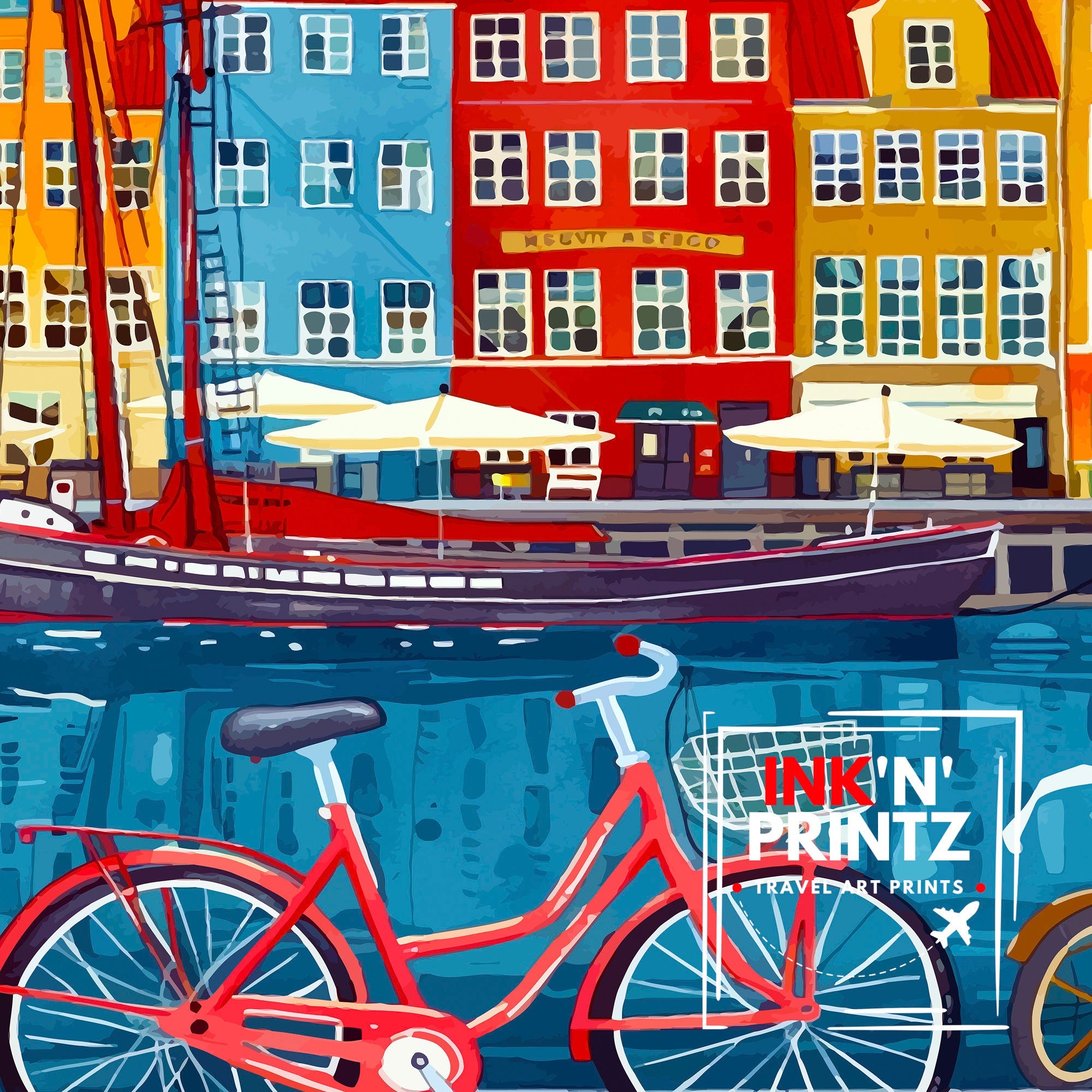 Copenhagen Denmark Travel Print Wall Decor Wall Art Copenhagen Wall Hanging Home Décor Copenhagen Gift Art Lovers Denmark Art Lover