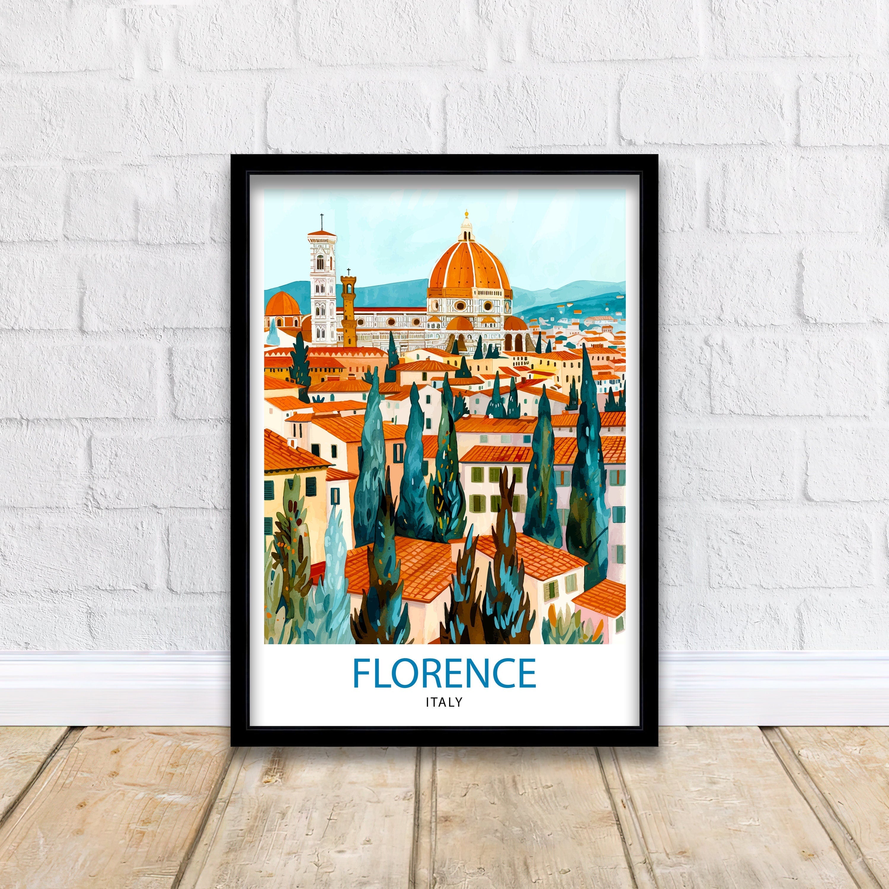 Florence Italy Travel Print Florence Wall Decor Florence Home Living Decor Florence Italy Illustration Travel Poster Gift for Florence